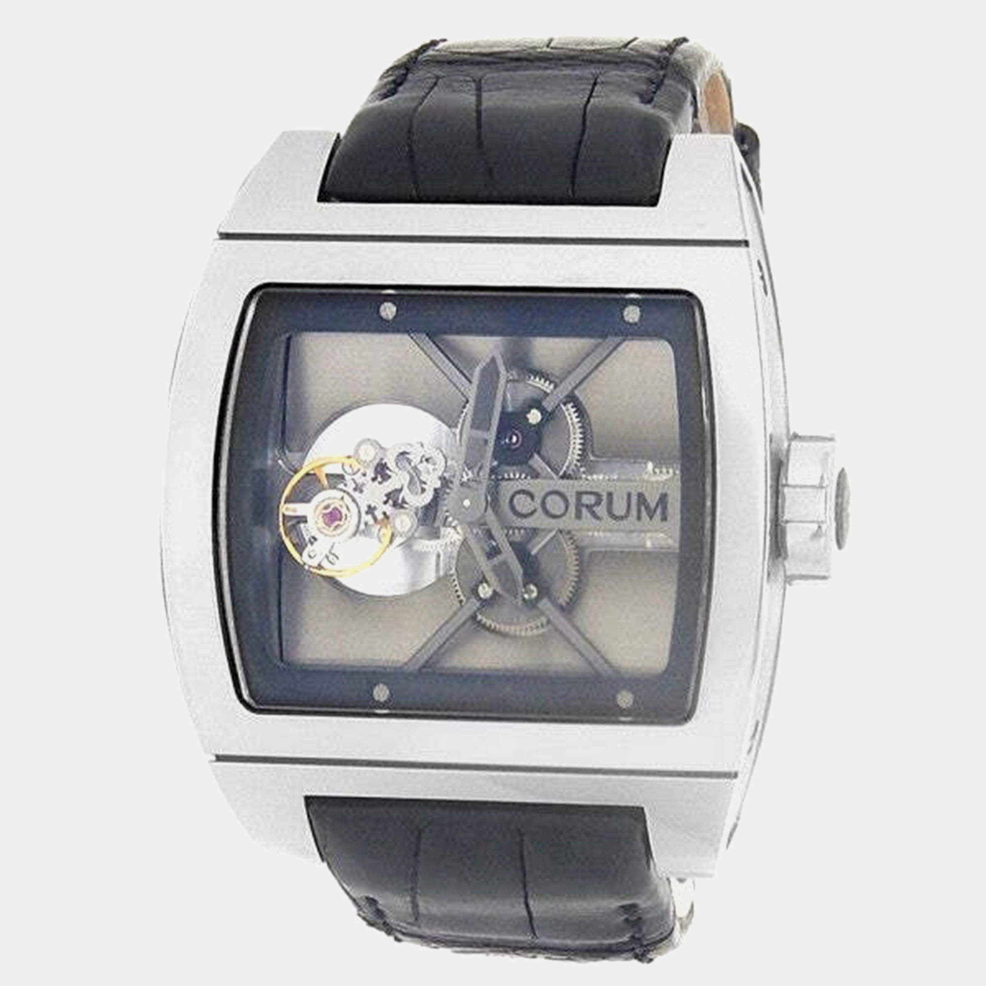 Pre Owned Corum Ti-Bridge 022.700.04/0F01 0000 Manual Winding Skeleton Titanium Men’s Wristwatch 42 mm