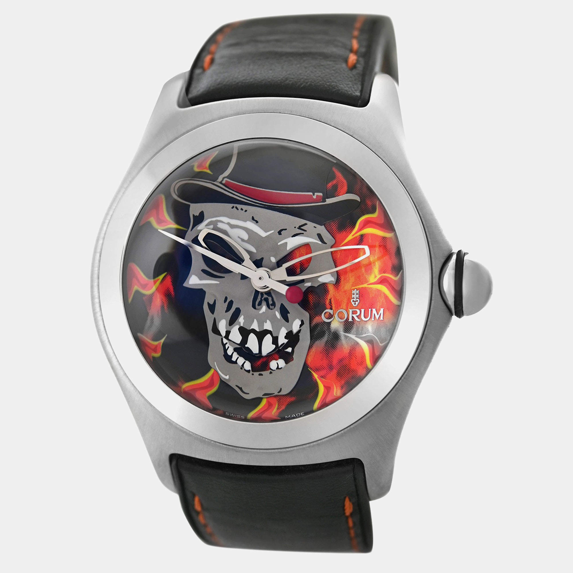 Pre Owned Corum Bubble Baron Samedi 02320.582001 Limited Edition Black Stainless Steel Automatic Men's Wristwatch 45 mm