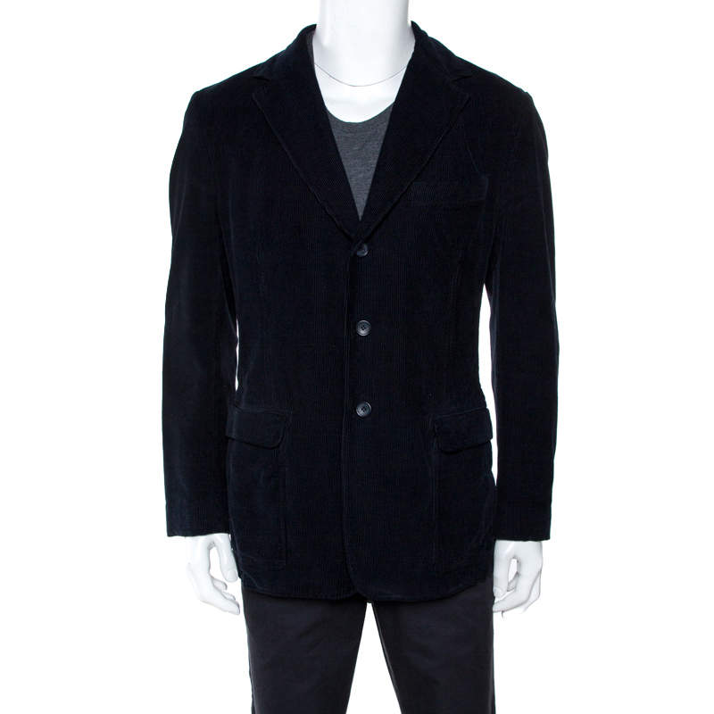 D&G Navy Blue Corduroy Three Buttoned Blazer XL