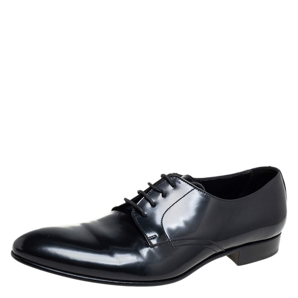 D&G Black Leather Lace Up Derby Size 44