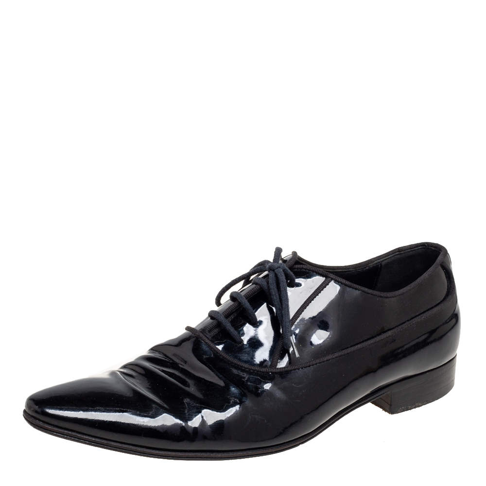 Pre Owned D&G Black Patent Leather Oxford Shoes Size 41