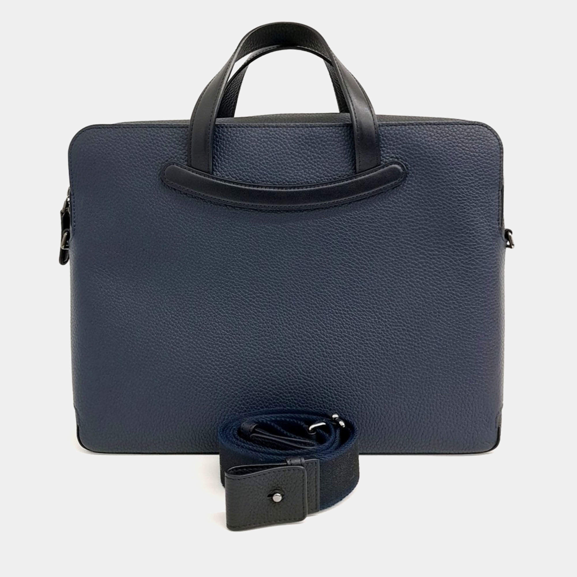 Pre Owned Delvaux Blue Leather X Rene Magritte Collaboration Computer Bag