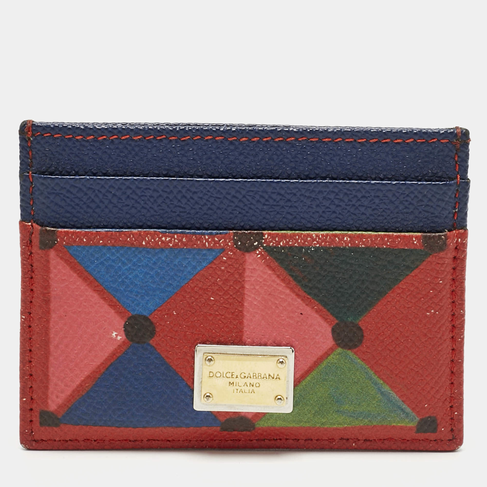 Pre Owned D&G Multicolor Printed Leather Card Holder
