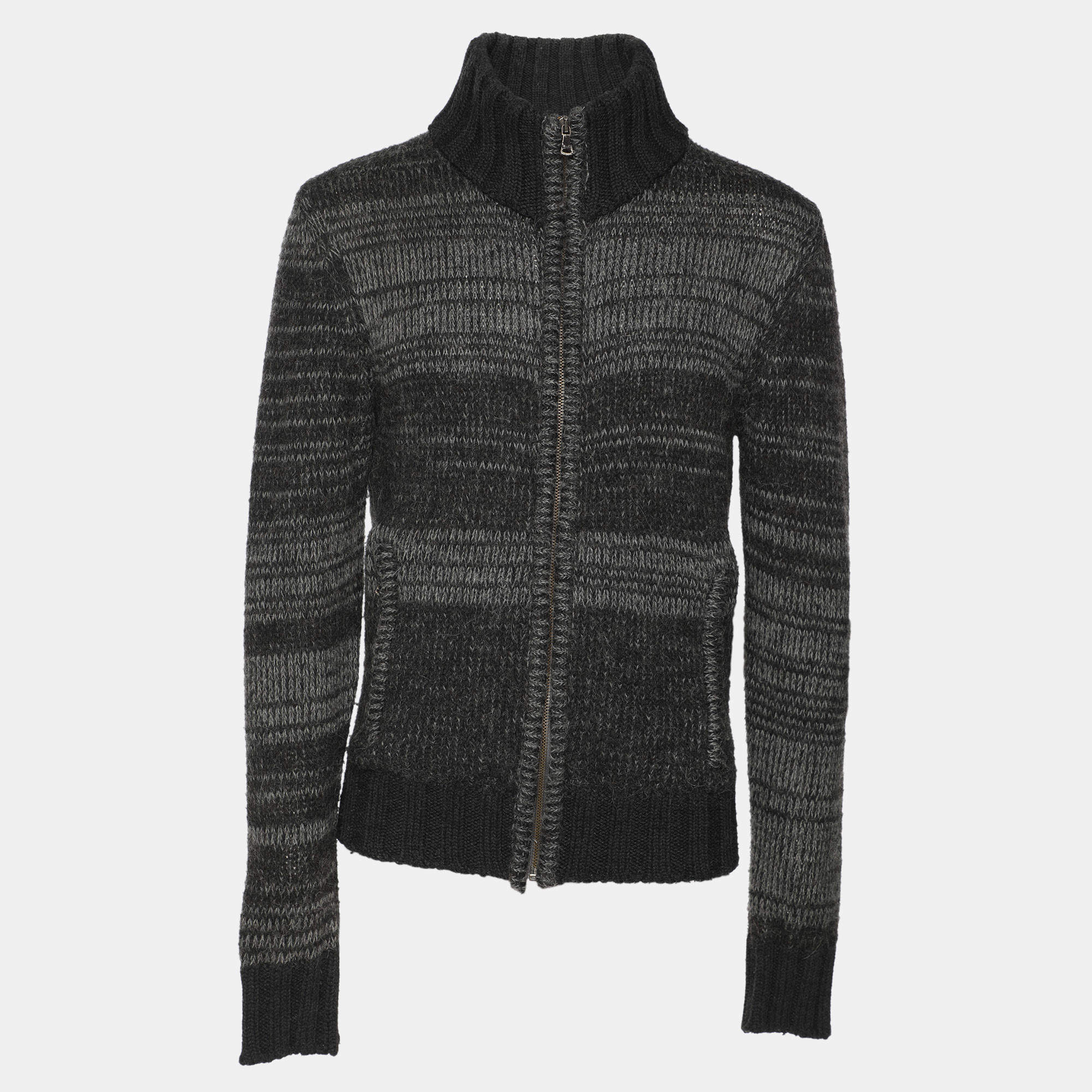 D&G Grey Knit Wool High Neck Knitwear M