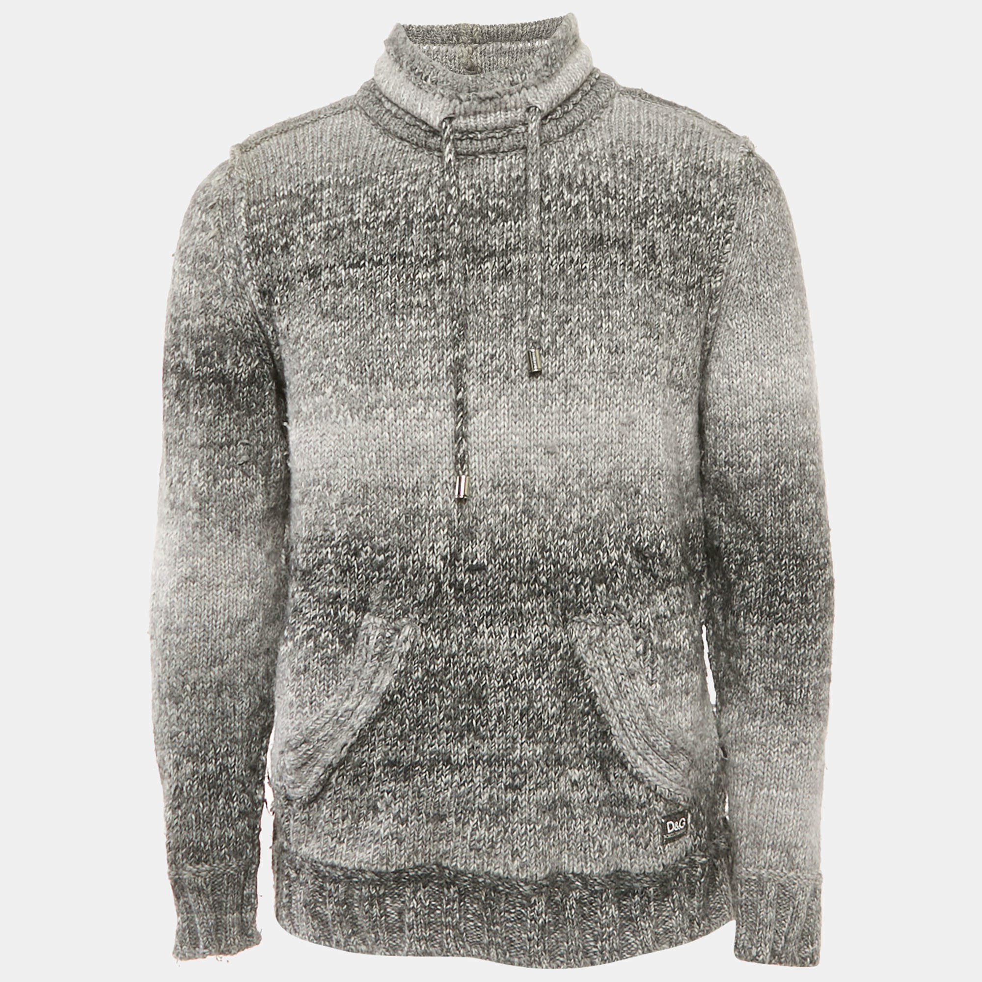 Pre Owned D&G Grey Wool Knit High Neck Sweater XXXL