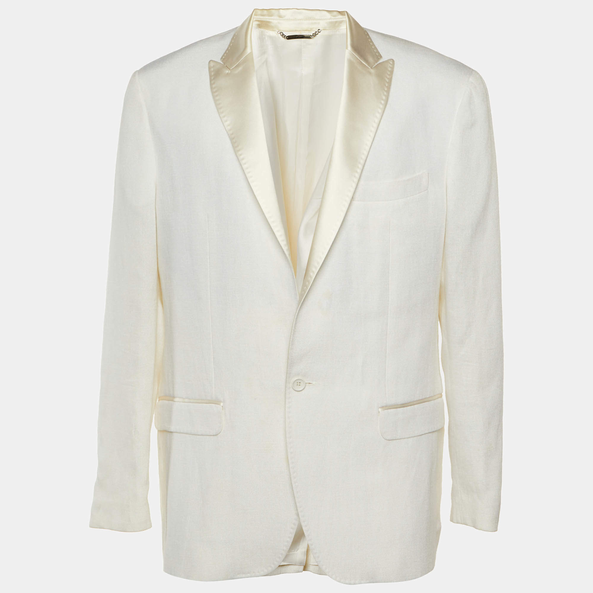Pre Owned D&G White Linen Blend One Buttoned Blazer 3XL