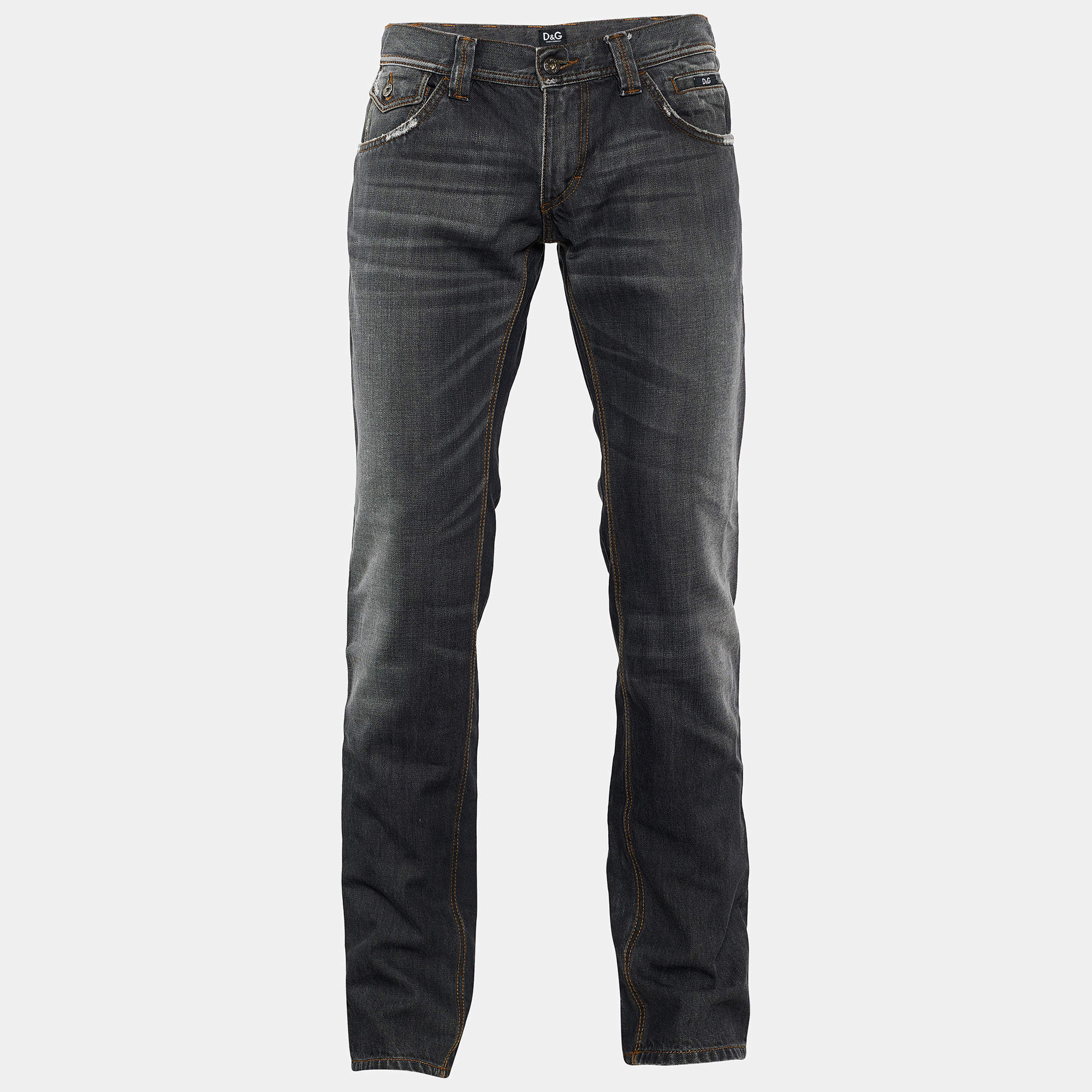 D&G Grey Washed Denim Regular Fit Jeans M/Waist 34"