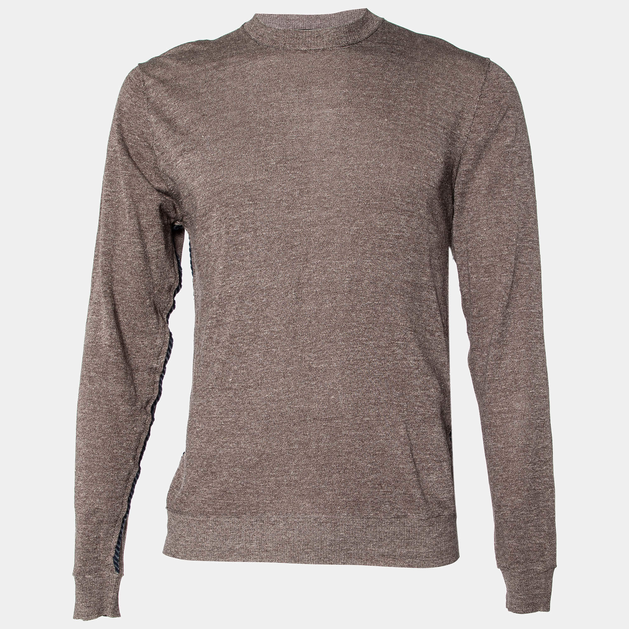 D&G Brown Mélange Linen Knit Round Neck Sweater S D&G | TLC