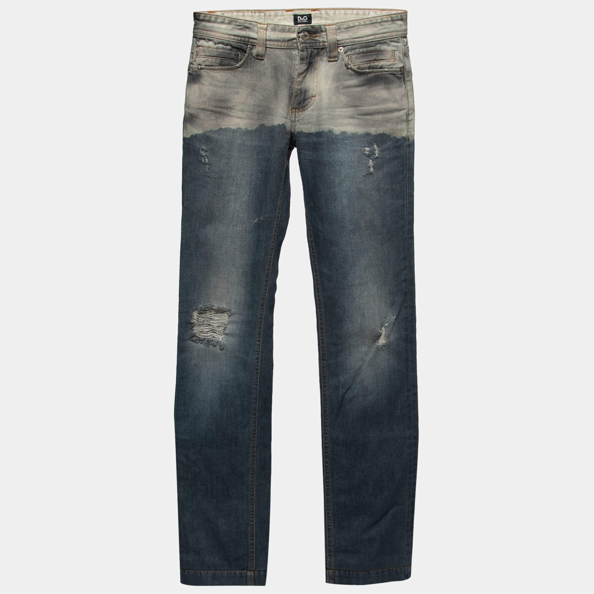 D&G Two Tone Denim Distressed Audacious Jeans S