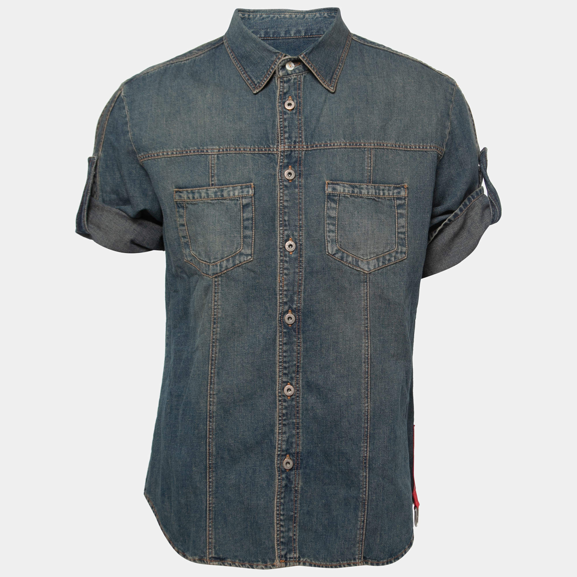 Pre Owned D&G Blue Denim Short Sleeve Shirt XL