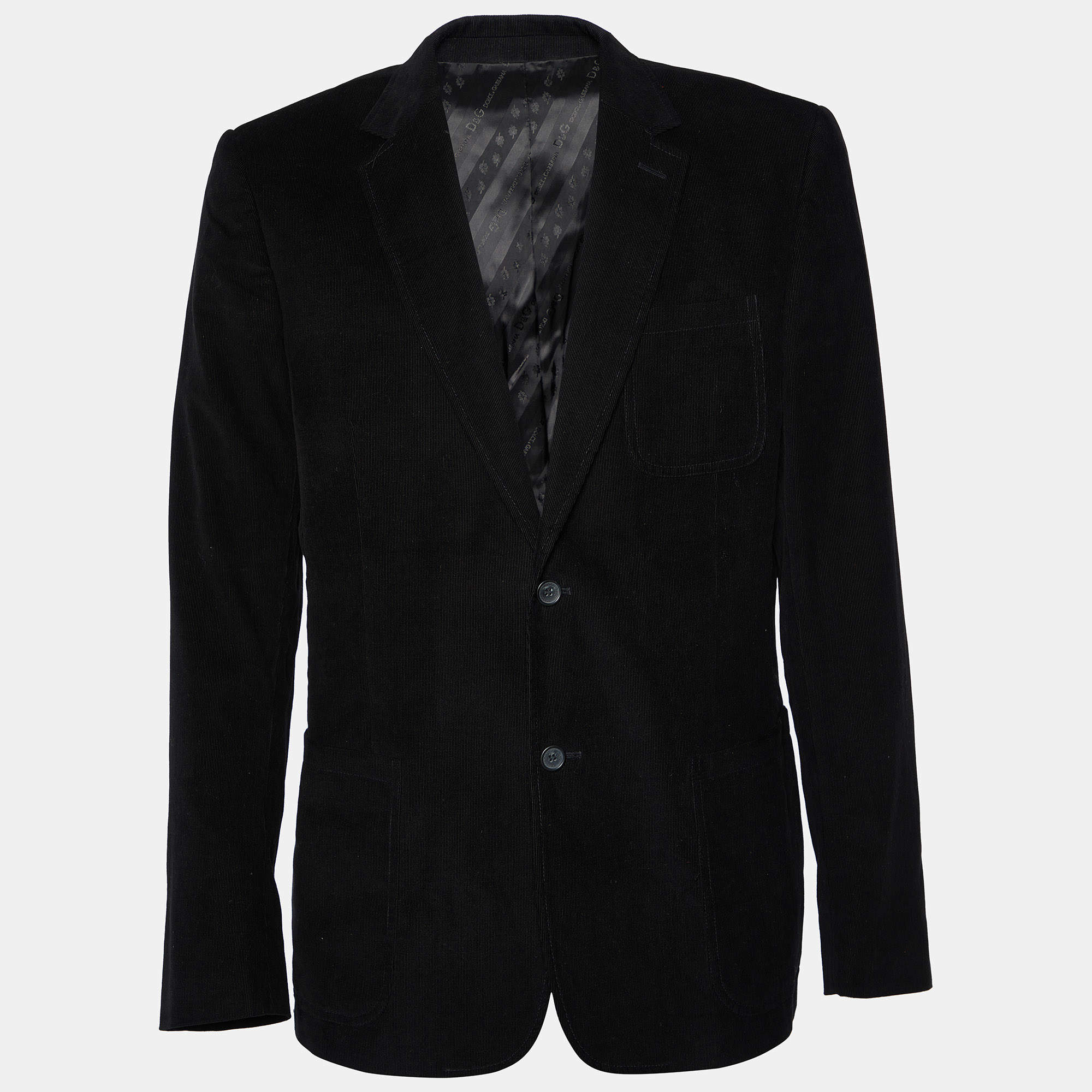 D&G Black Corduroy Button Front Blazer XXL