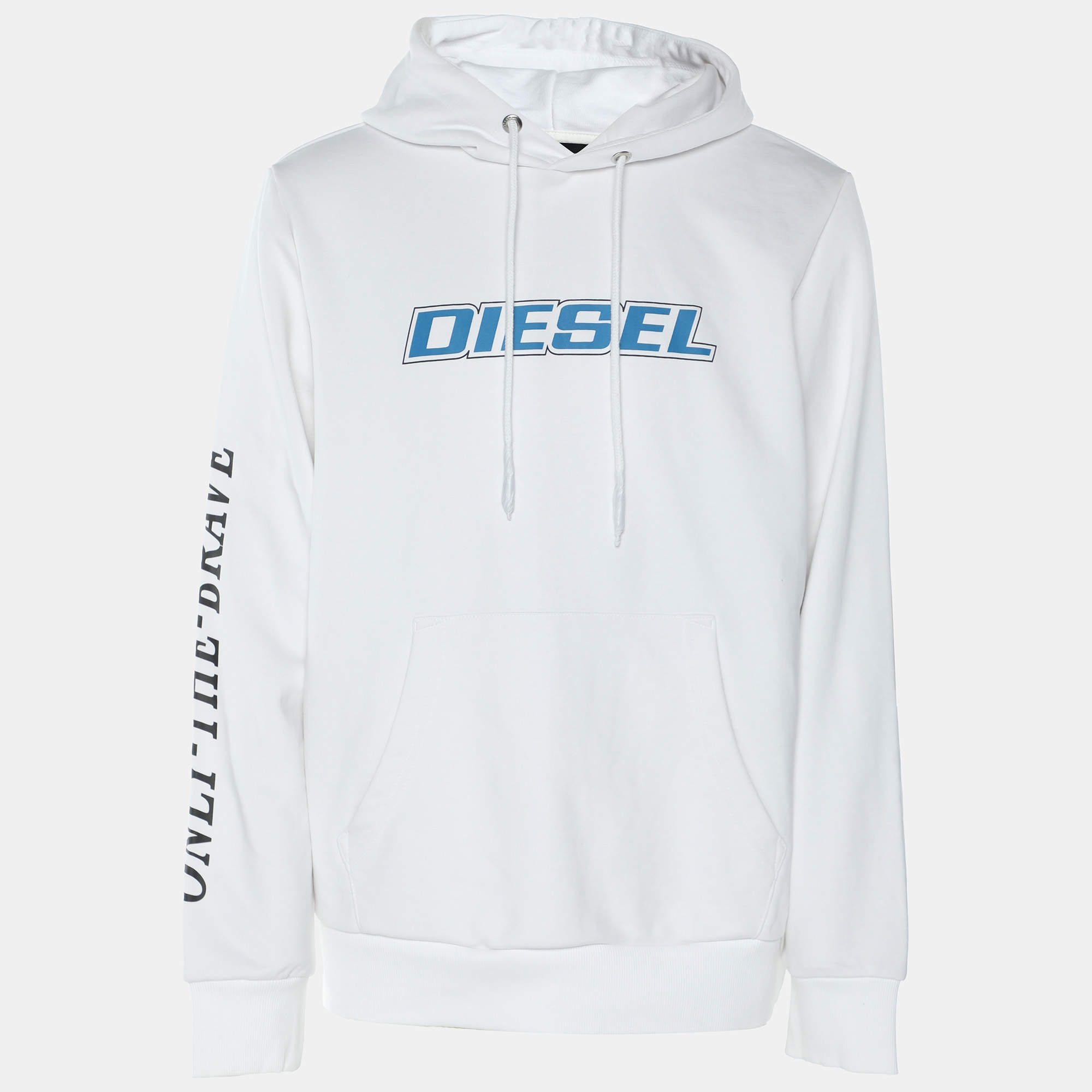 Pre Owned Diesel White Jersey Only The Brave Hoodie M