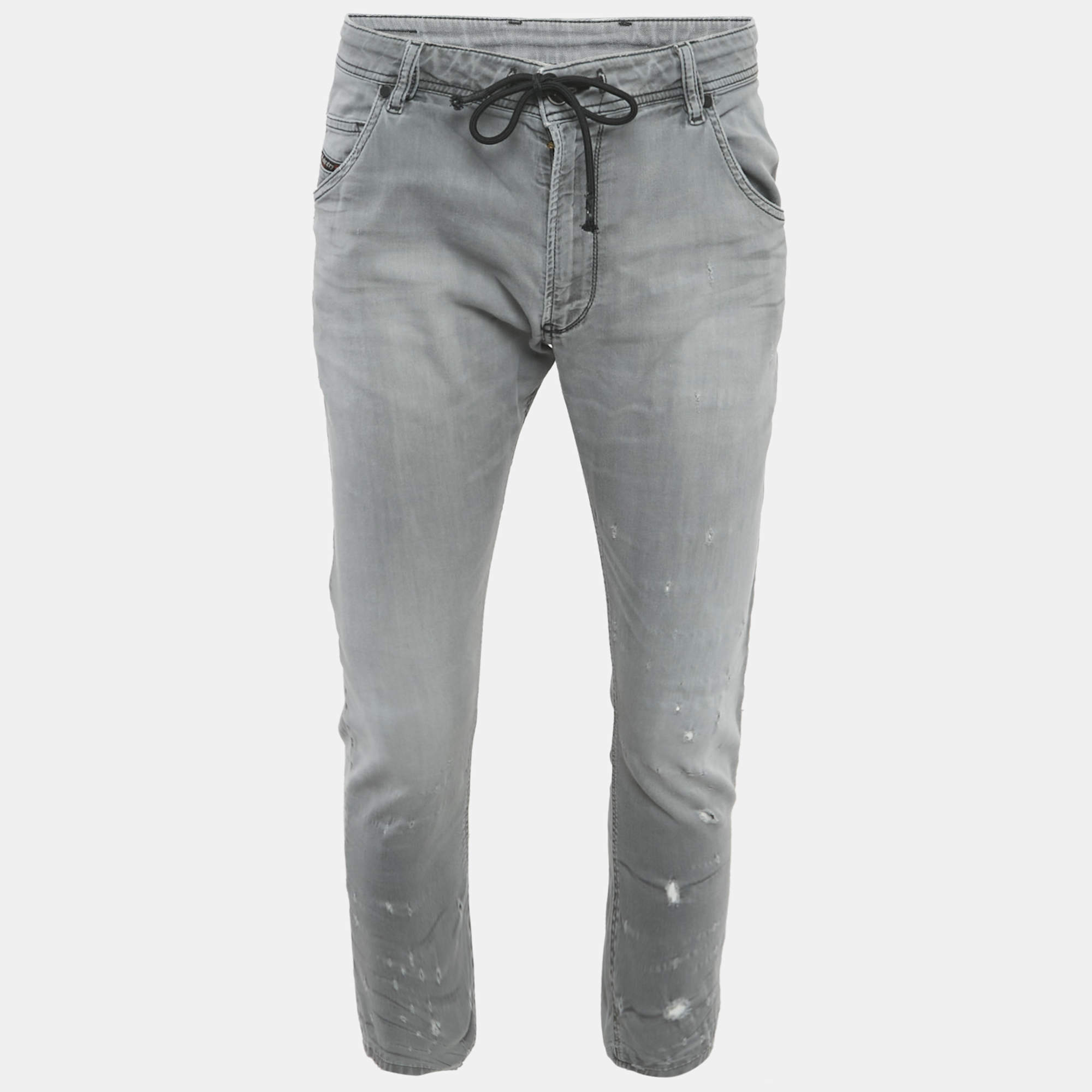 Diesel Grey Distressed Denim Jeans L Waist 34"