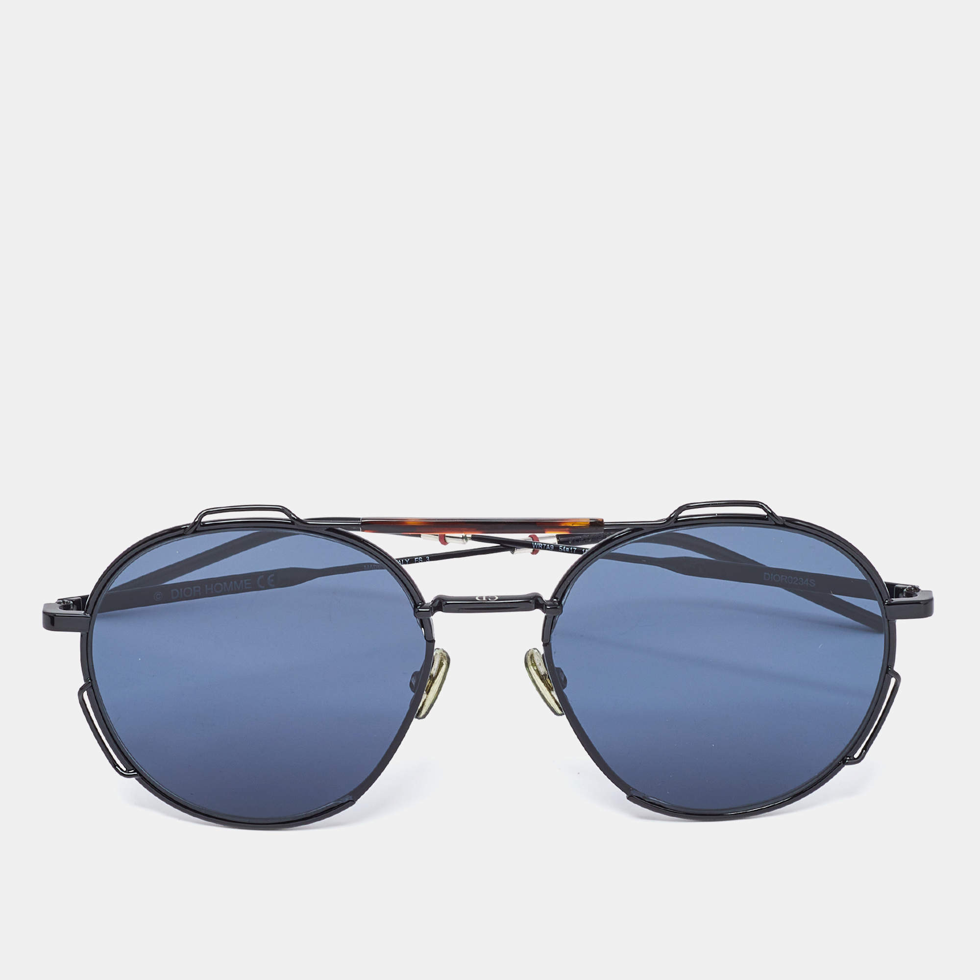 Pre Owned Dior Homme Black WR7A9 0234S Round Sunglasses