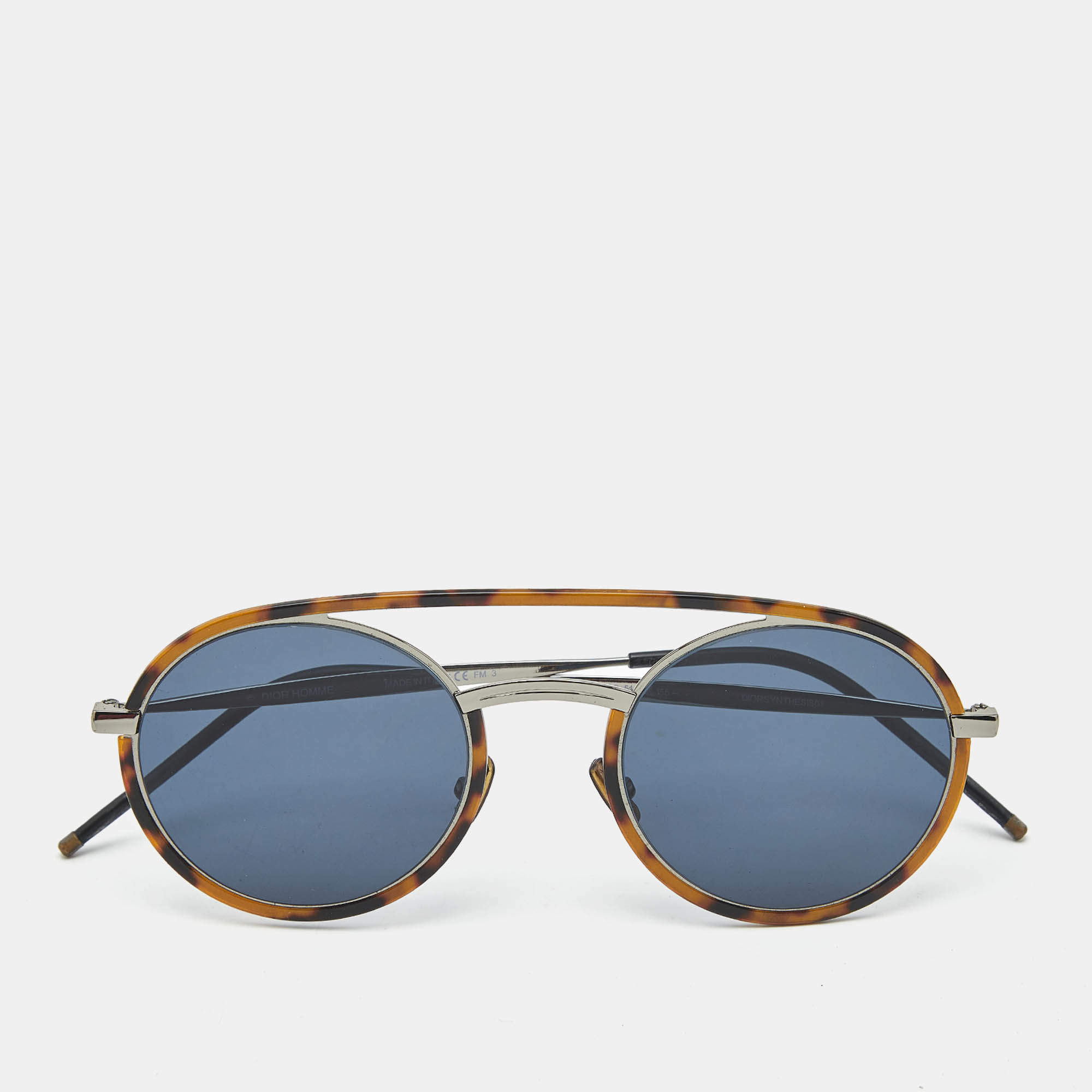 Pre Owned Dior Homme Tortoise Brown/Black EPZA9 Synthesis01 Round Sunglasses