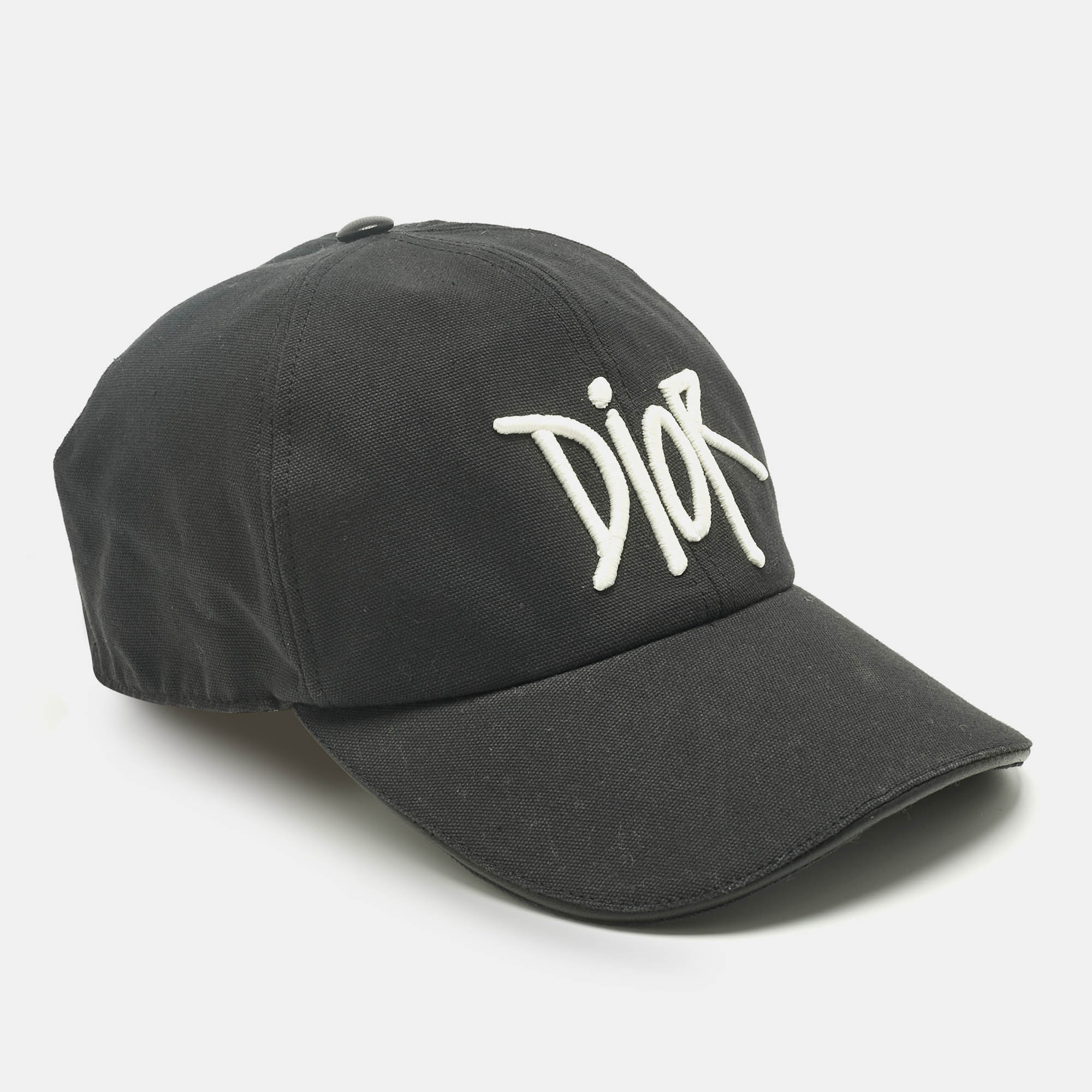Pre Owned Dior Homme Black Logo Embroidered Cotton Baseball Cap S