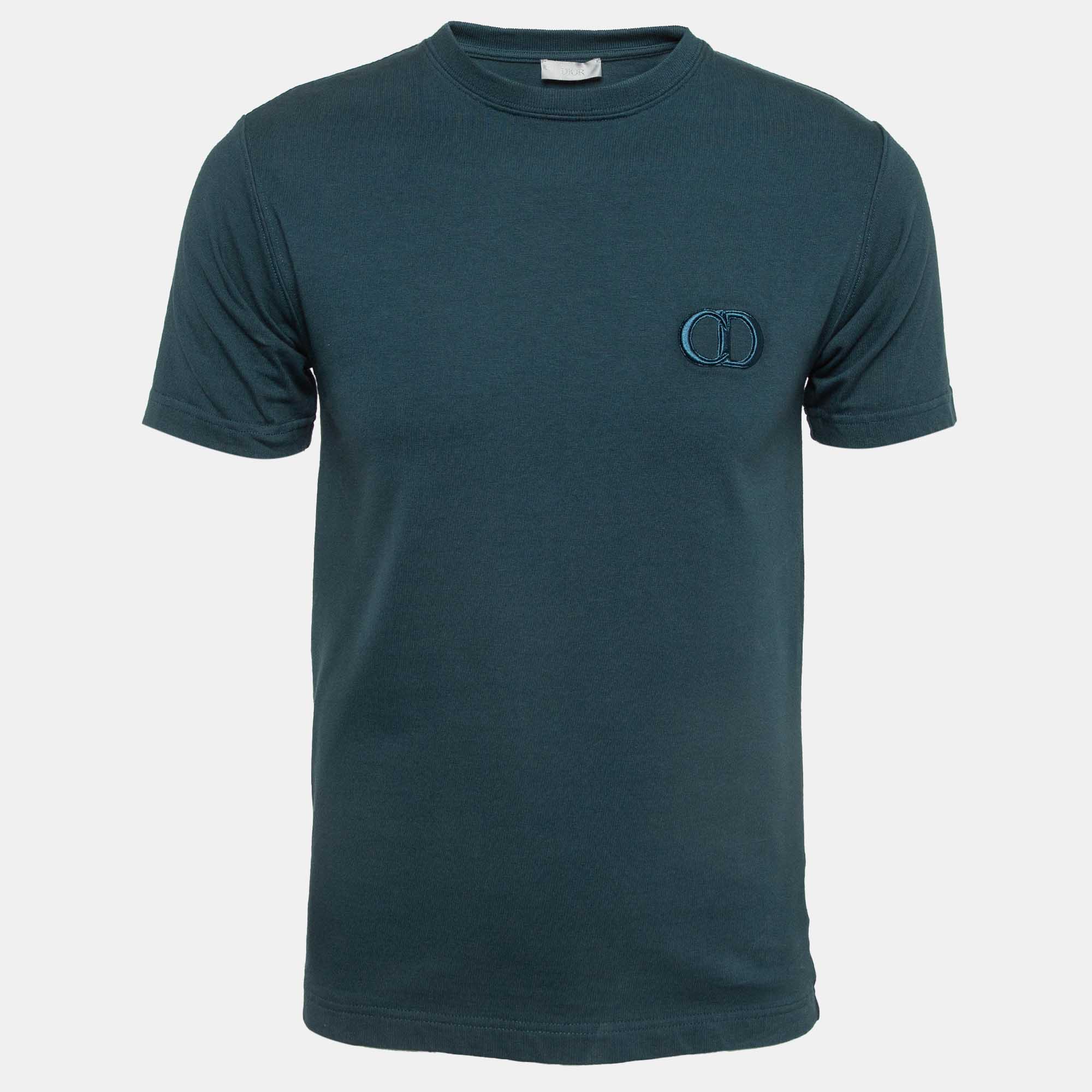 Pre Owned Dior Homme Teal Blue CD Icon Cotton T-Shirt XS