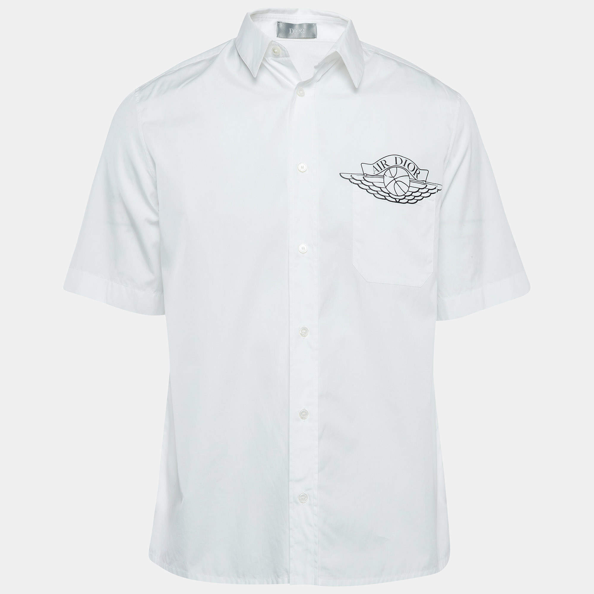 Pre Owned Dior Homme X Air Jordan White Logo Print Cotton Shirt M