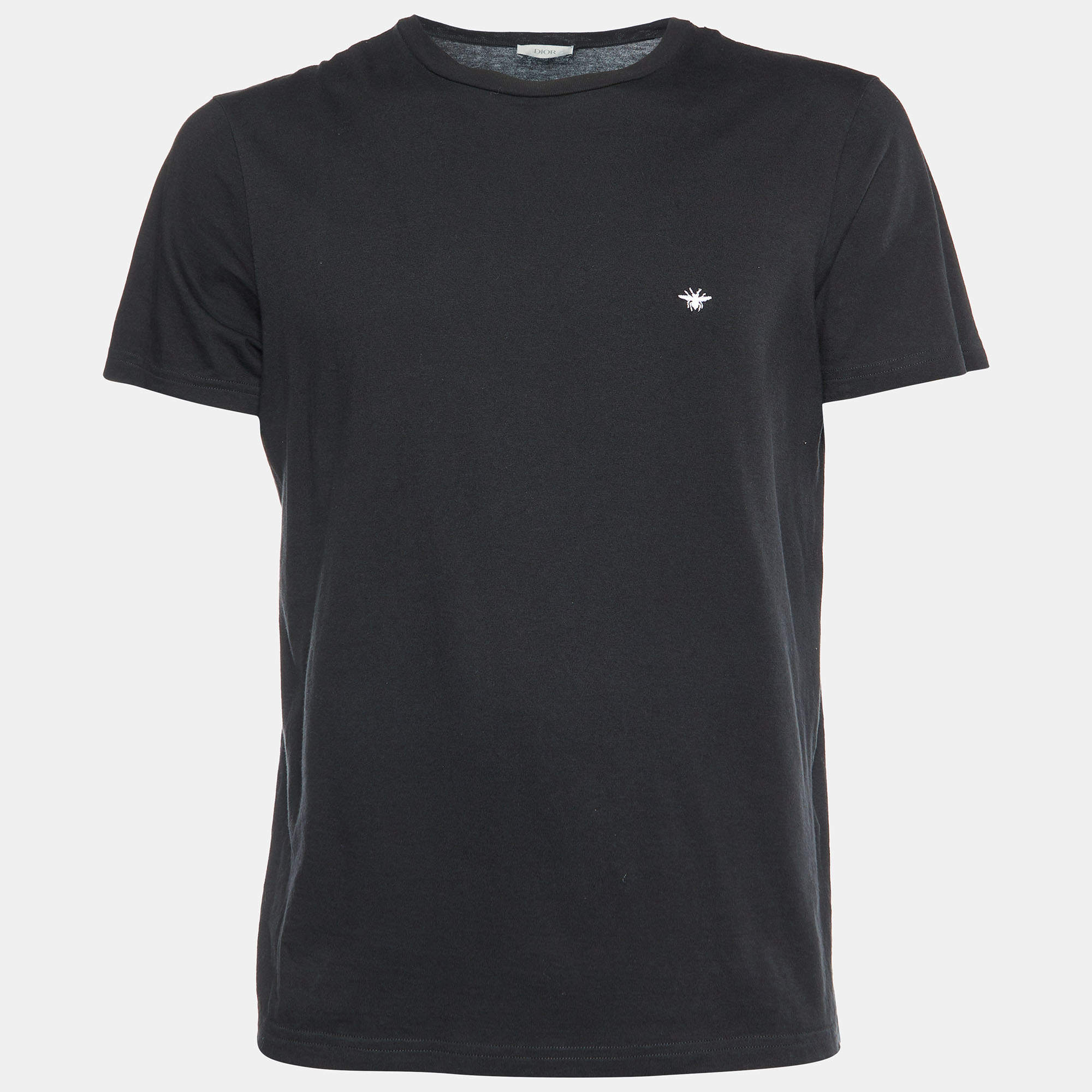 Pre Owned Dior Homme Black Bee Embroidered Cotton Knit T-Shirt M