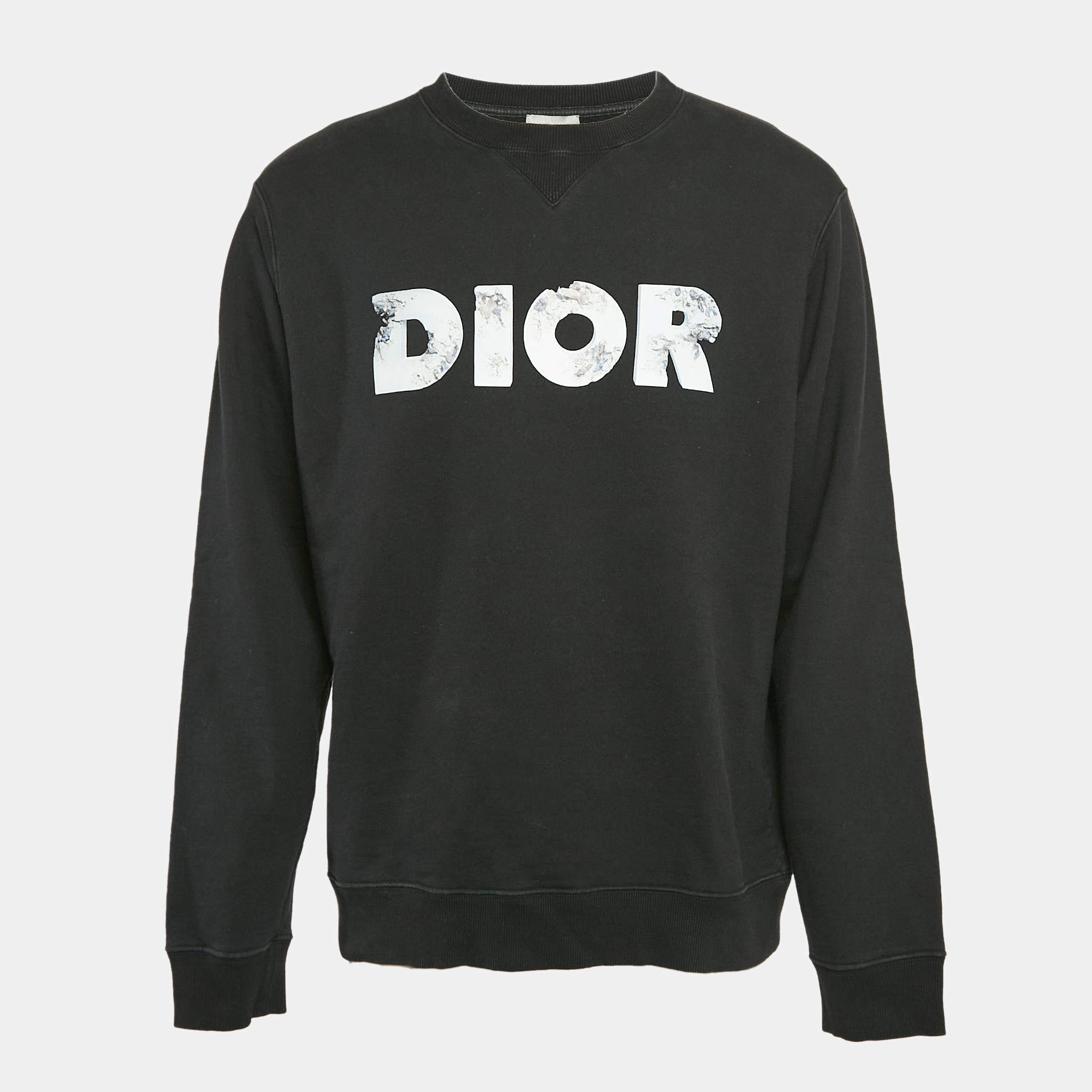Dior Homme Black Logo Print Cotton Knit Sweatshirt XL