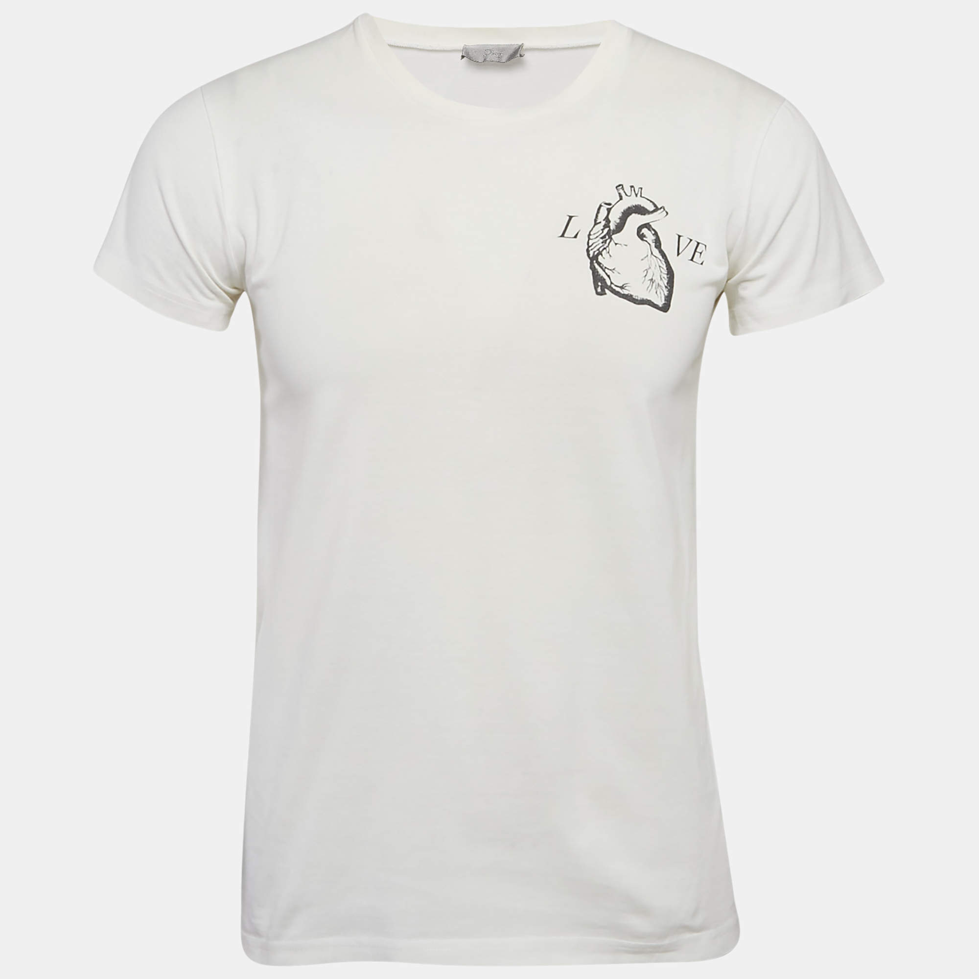 Dior Homme White Love Print Cotton Jersey T-Shirt M
