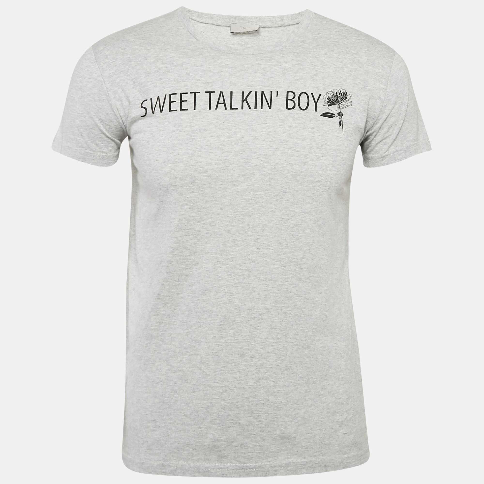 Dior Homme Grey Printed Cotton Jersey T-Shirt S