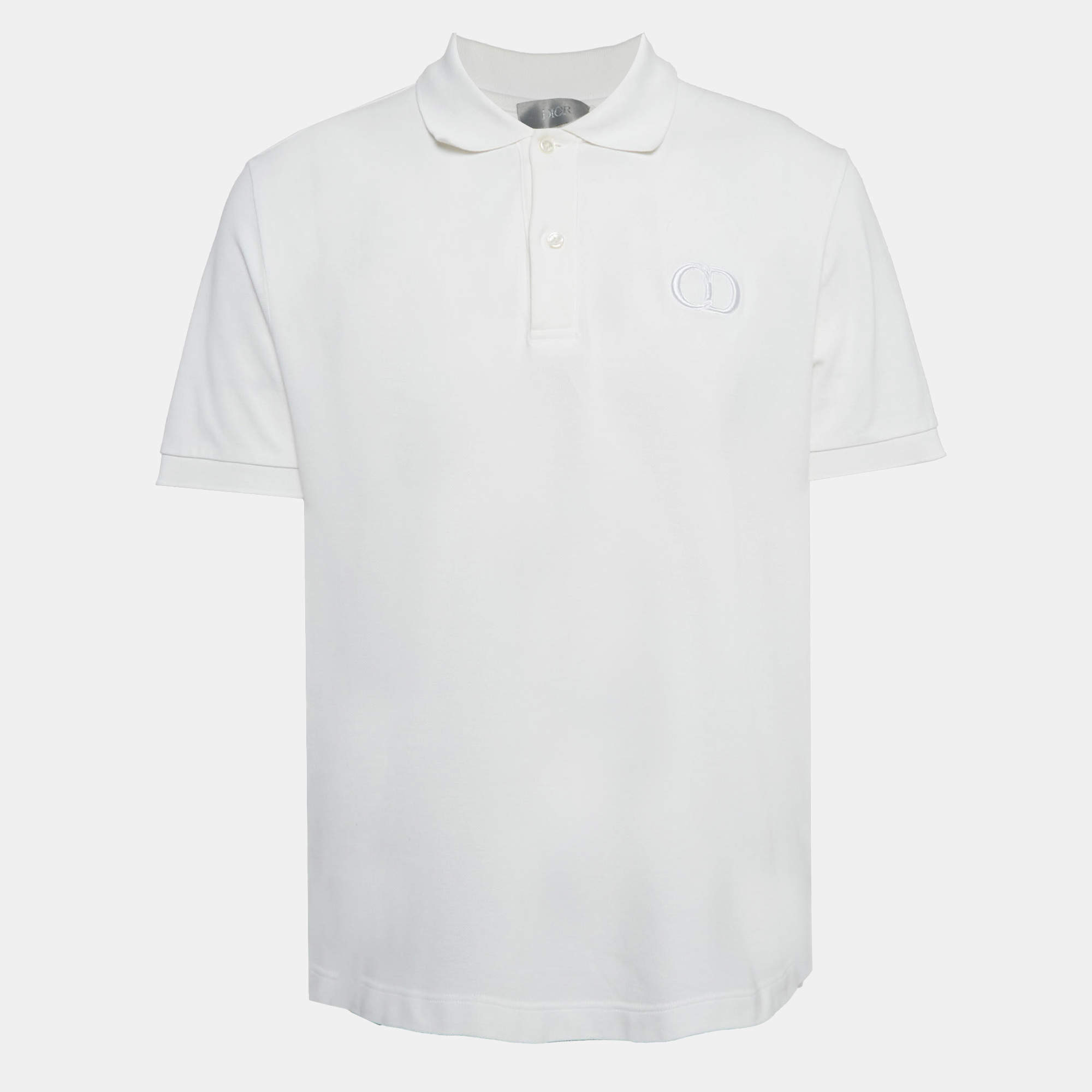 Pre Owned Dior Homme White Cotton Pique Polo T-Shirt XXL