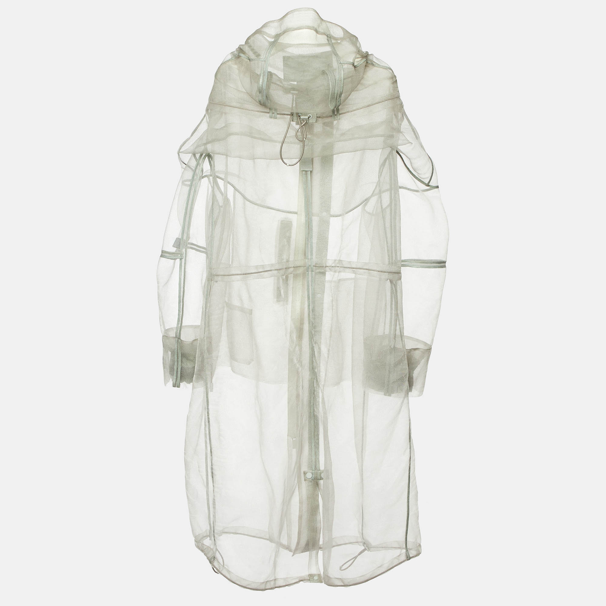 Dior Homme Sage Green Sheer Tulle Hooded Long Jacket M Dior Dior Homme Sage Green Sheer Tulle Hooded Long Jacket M Dior