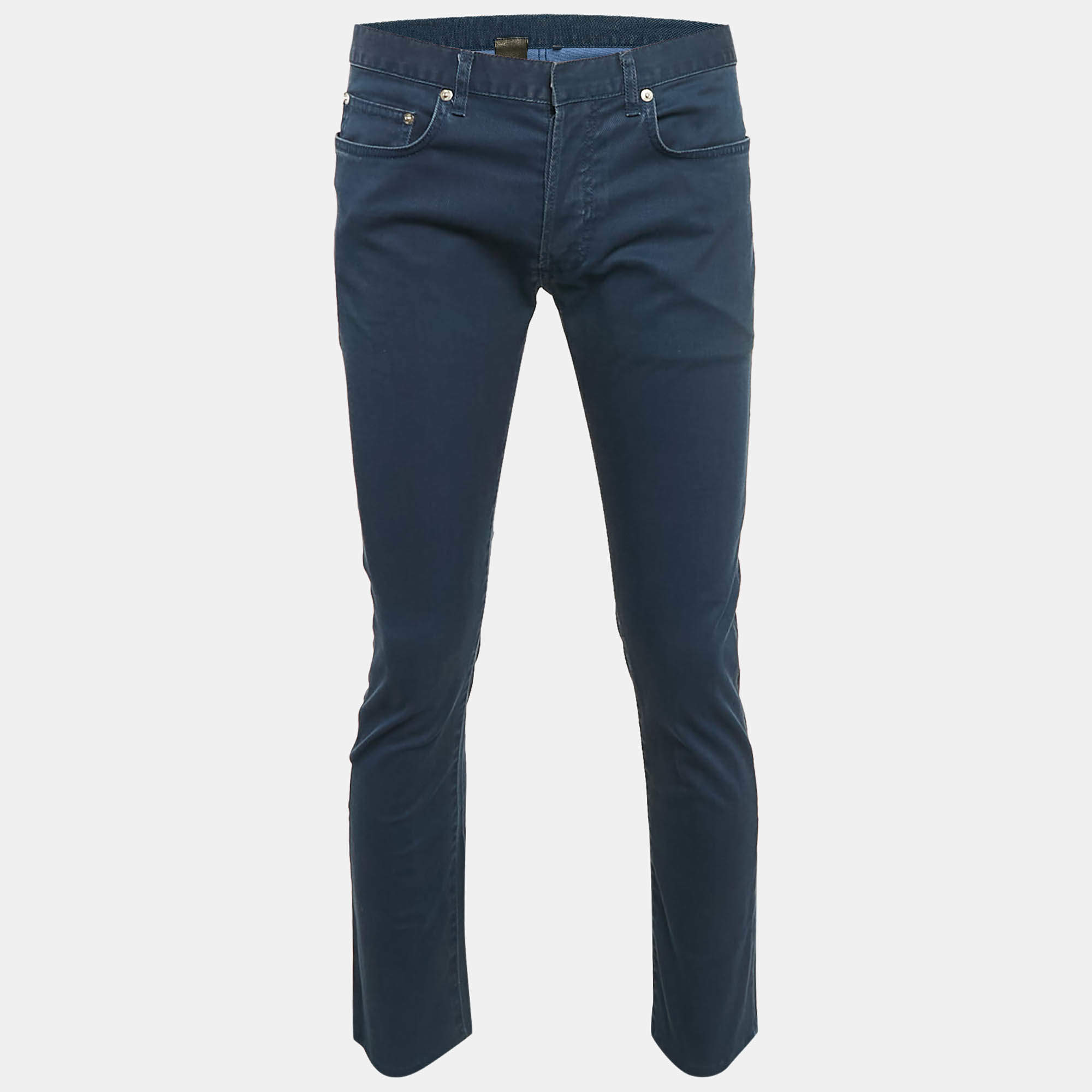 مملوكة مسبقًا Dior Homme Blue Cotton Drill Straight Leg Jeans L Waist 33"