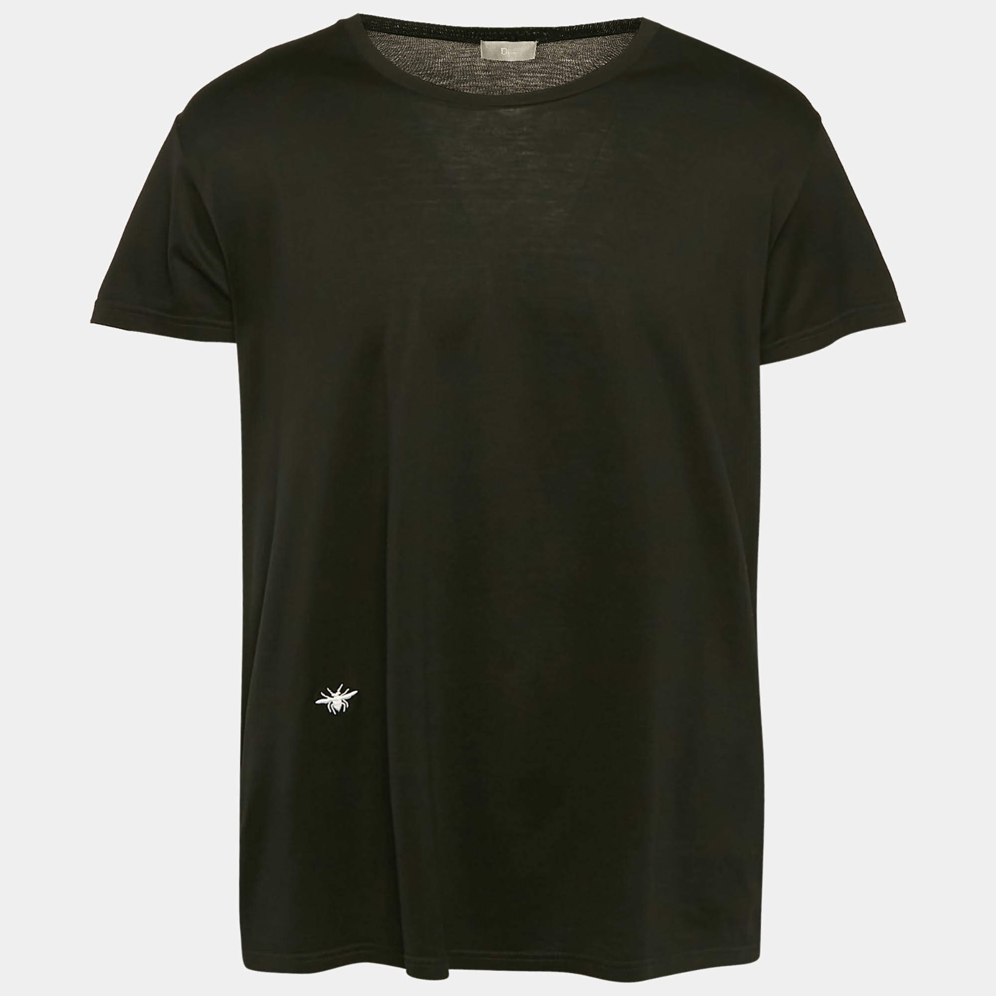 Pre Owned Dior Home Black Bee Embroidered Jersey Crew Neck T-Shirt XL