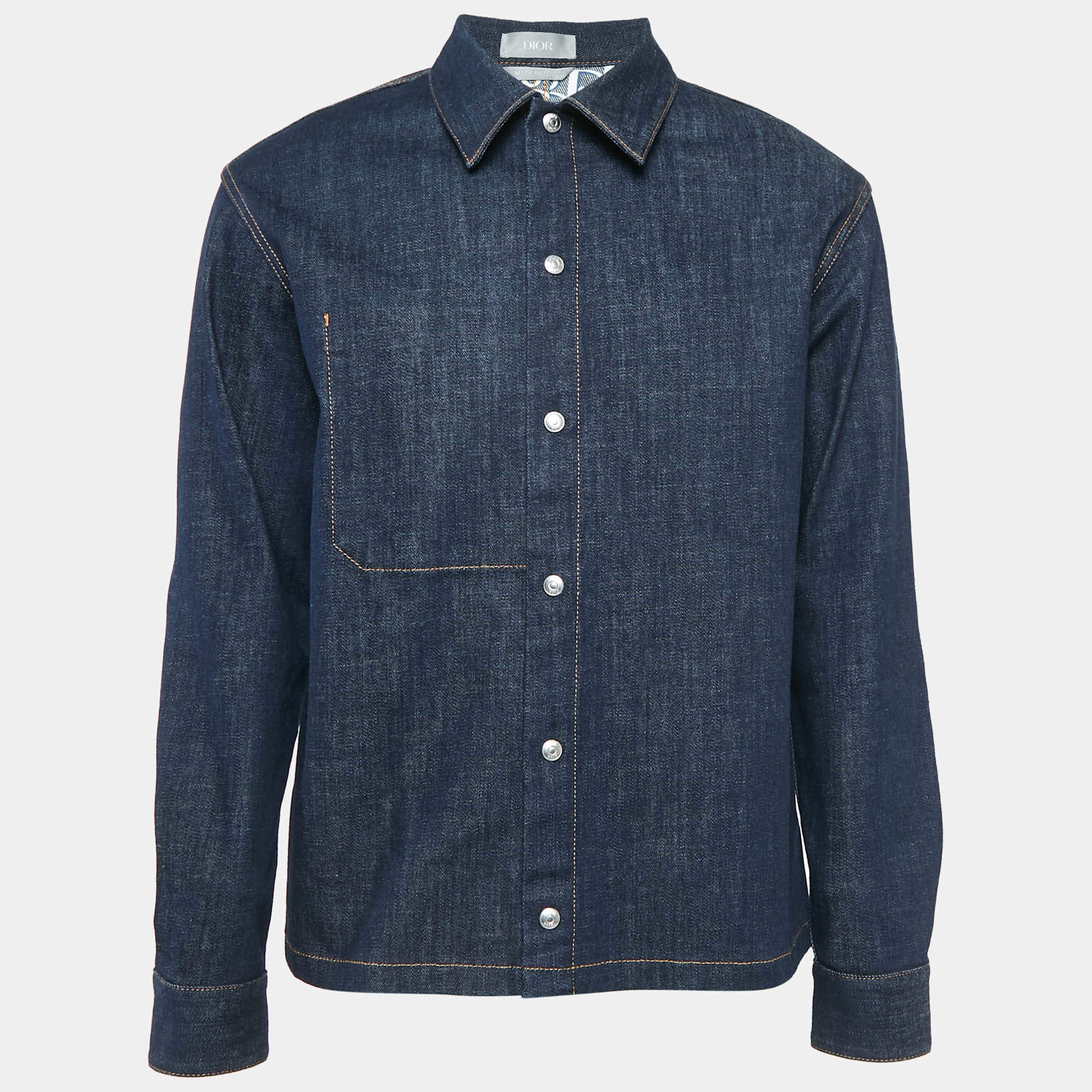 Dior Homme Navy Blue Denim Button Front Jacket S
