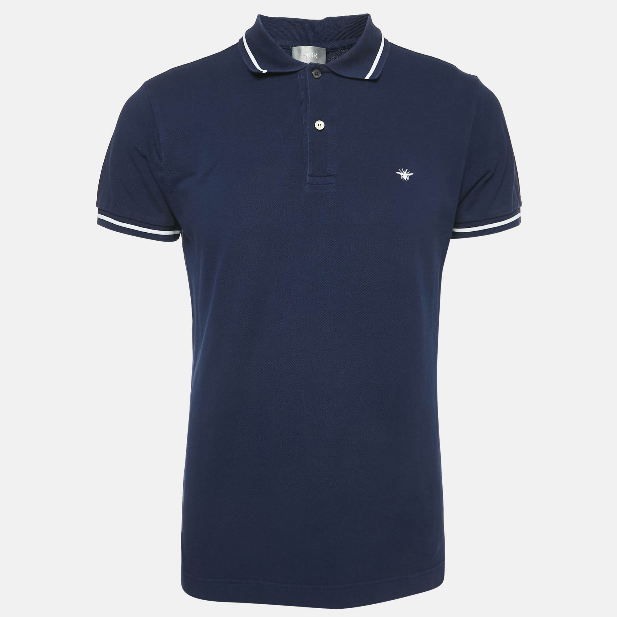 Dior Homme Blue Cotton Pique Polo T-Shirt L