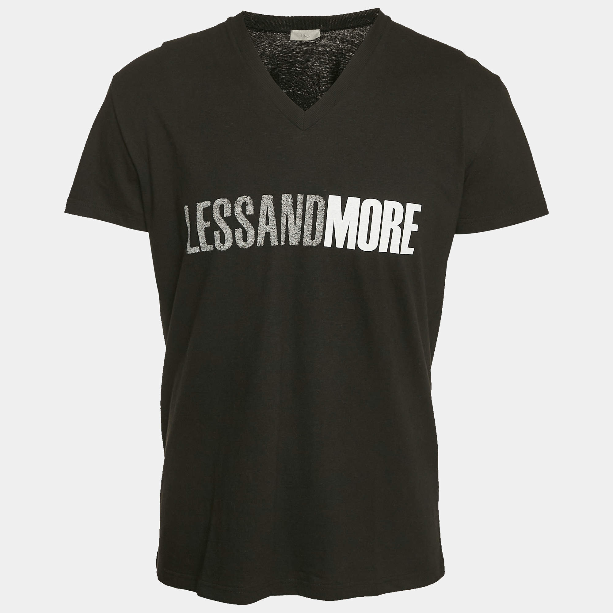 トップス dior homme black shirt Dior Homme Black Printed Jersey V-Neck T-Shirt S Dior Homme