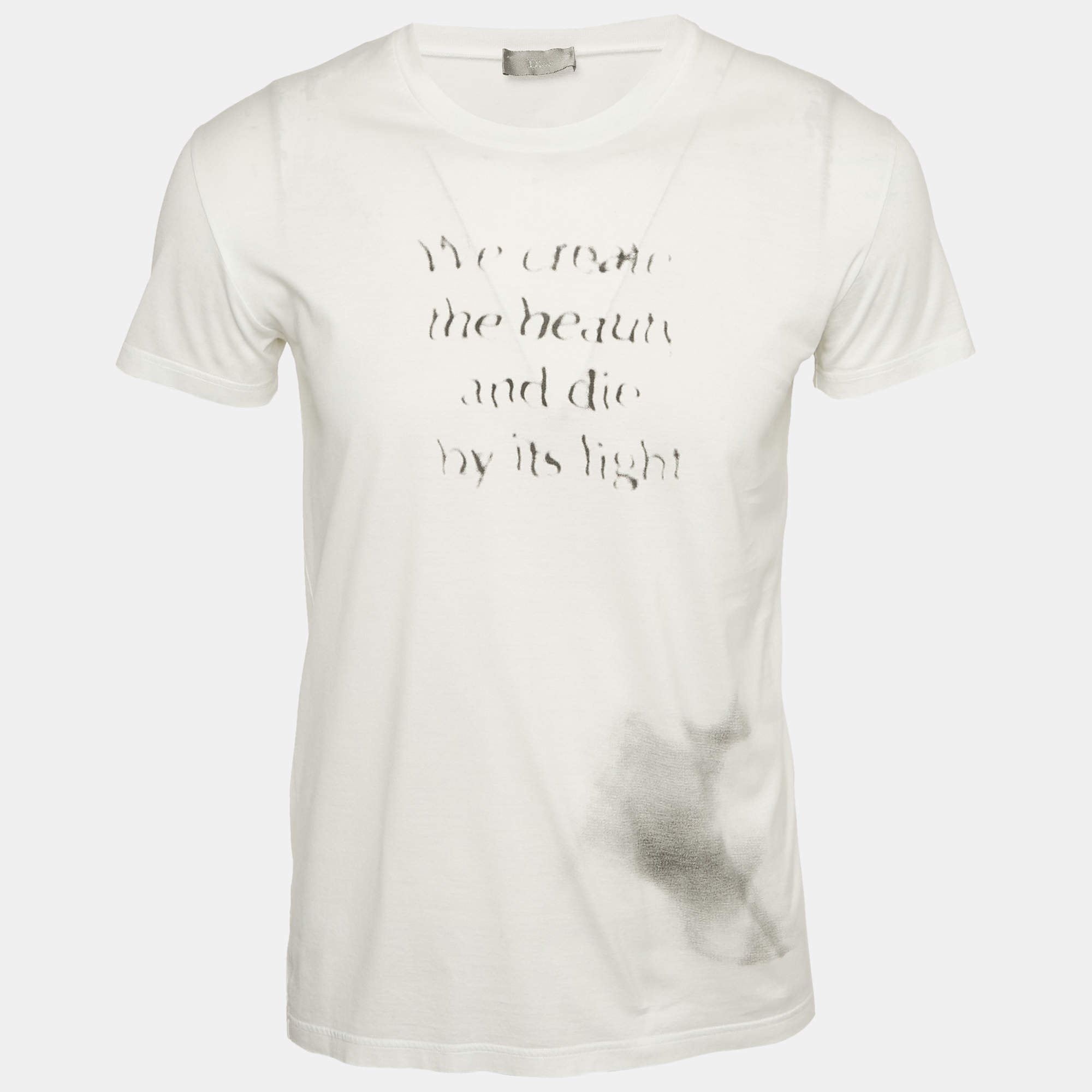 مملوكة مسبقًا Dior Homme White Printed Jersey Crewneck T-Shirt S