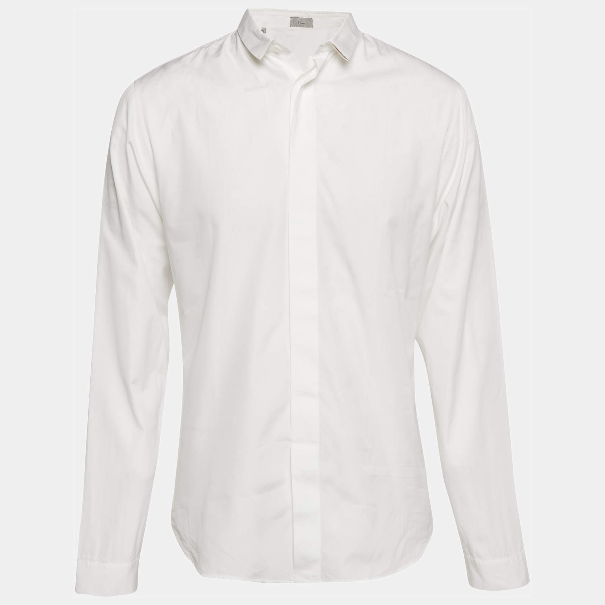 Pre Owned Dior Homme White Cotton Slim Fit Shirt L