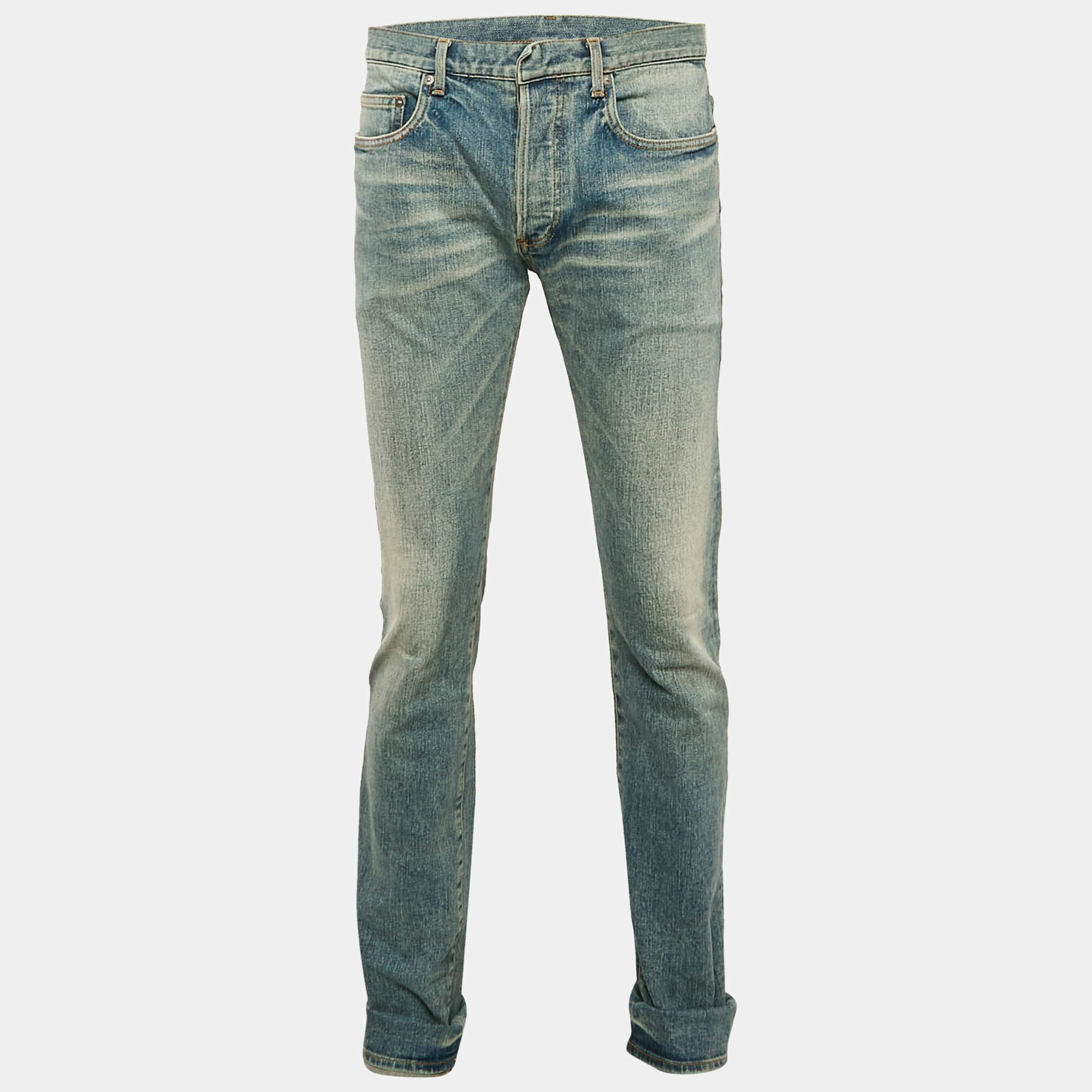 Pre Owned Dior Home Blue Faded Denim Jeans L Waist 33"