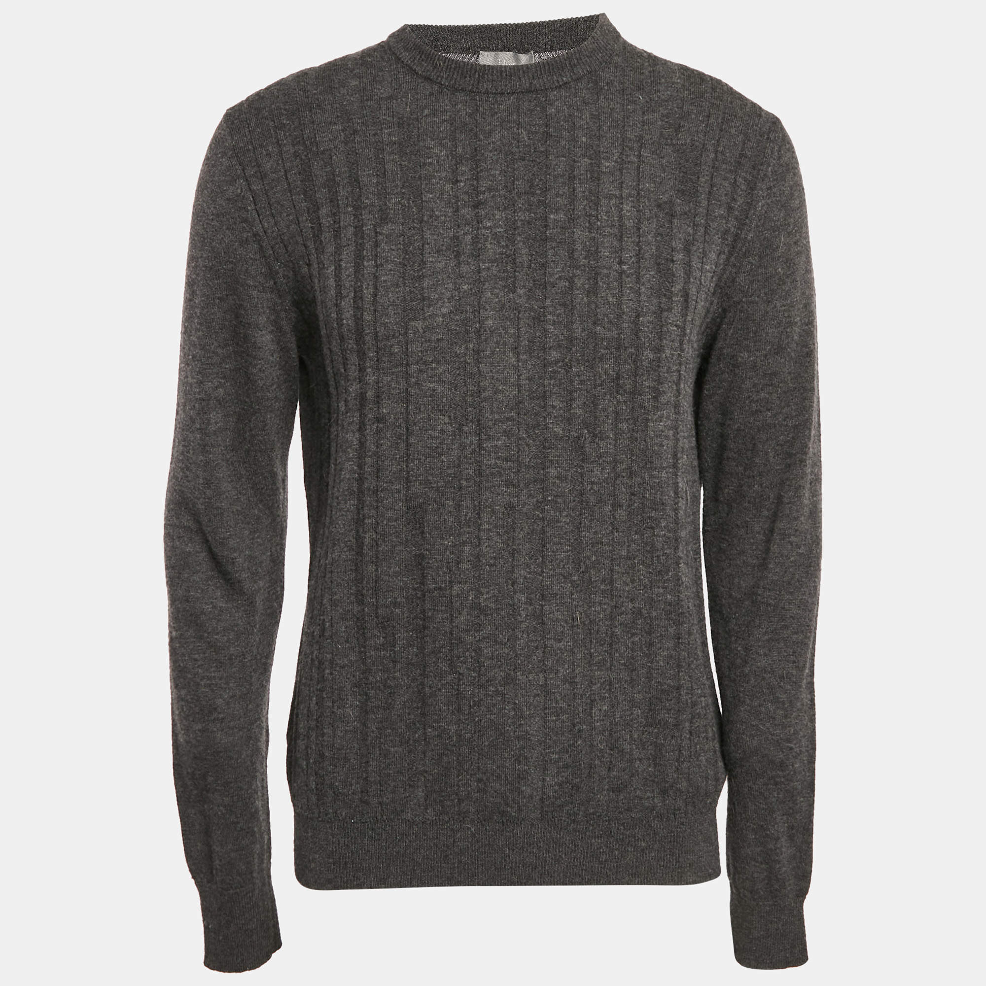 Dior Homme Dark Grey Wool Crew Neck Long Sleeve Sweater S