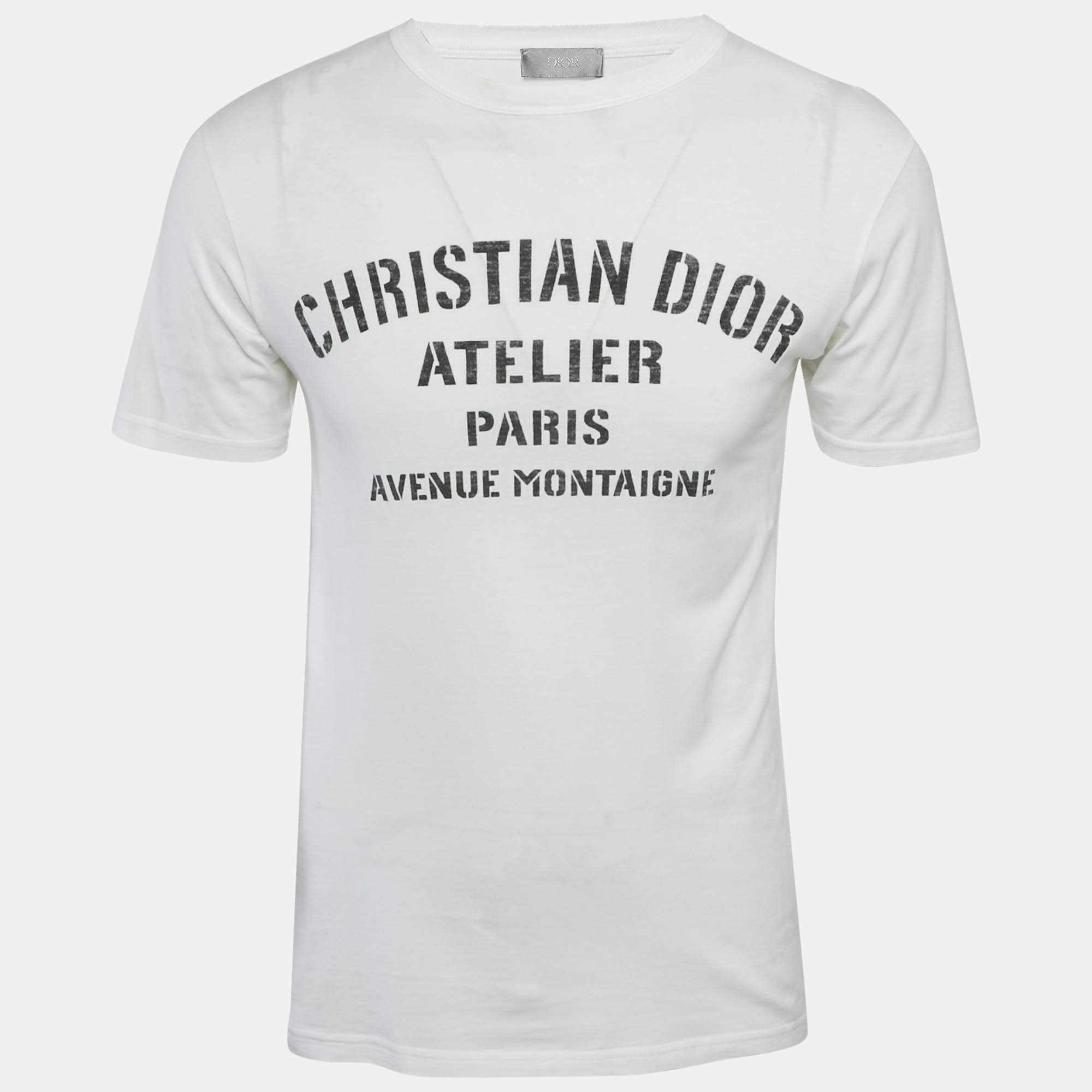 Dior Homme White Printed Jersey Crewneck T-Shirt XS