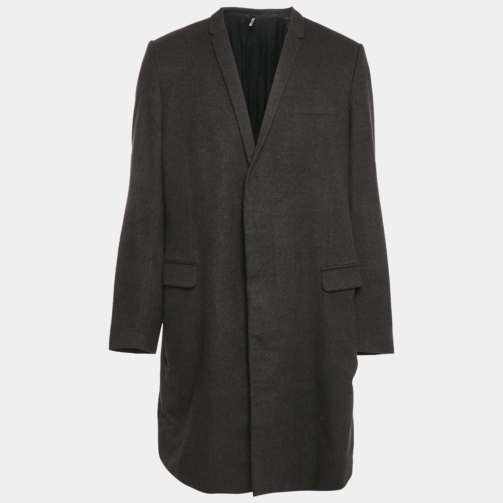 Dior Homme Black Cashmere Felt Coat XXL