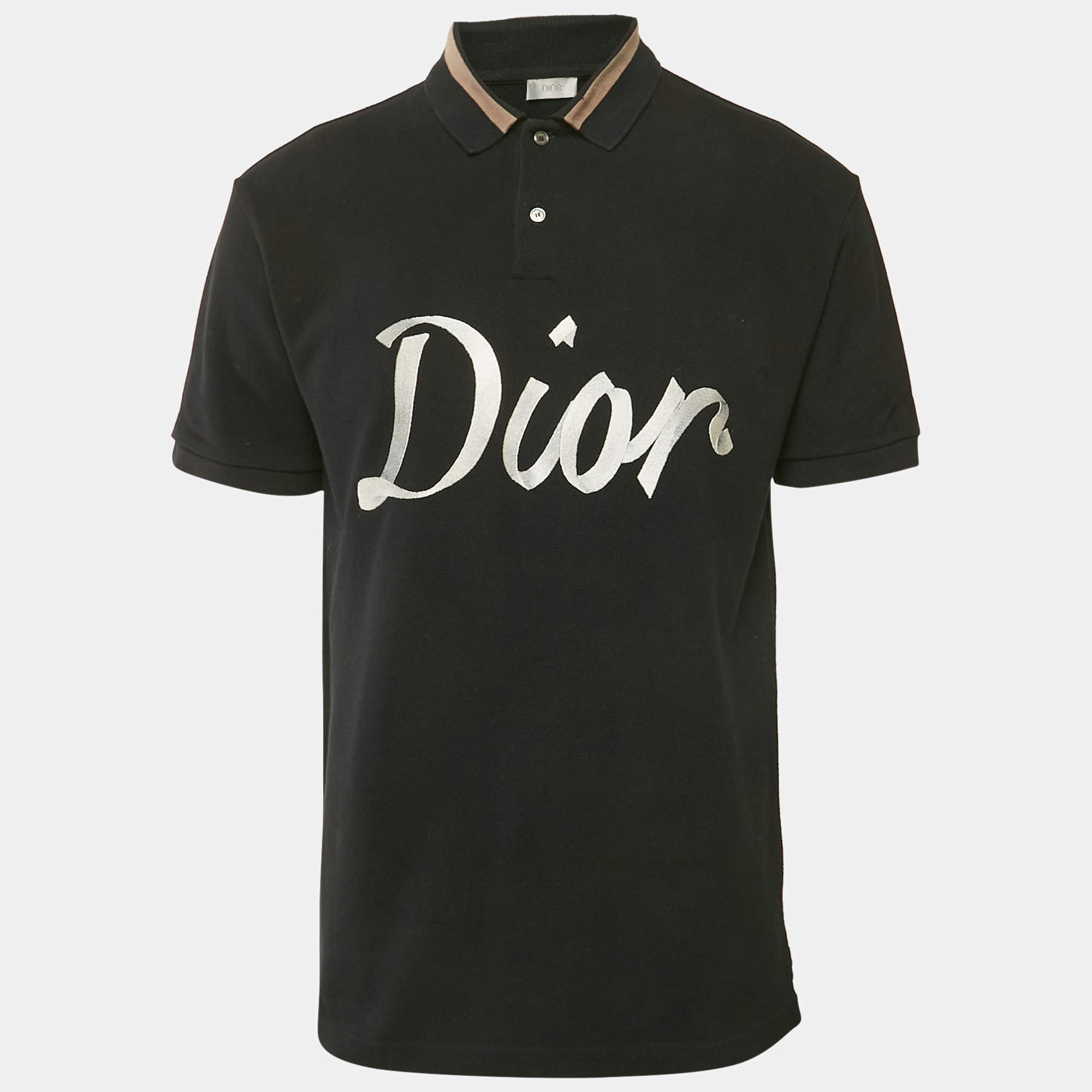 Dior Homme Black Logo Embroidered Piqué  Polo T-Shirt M