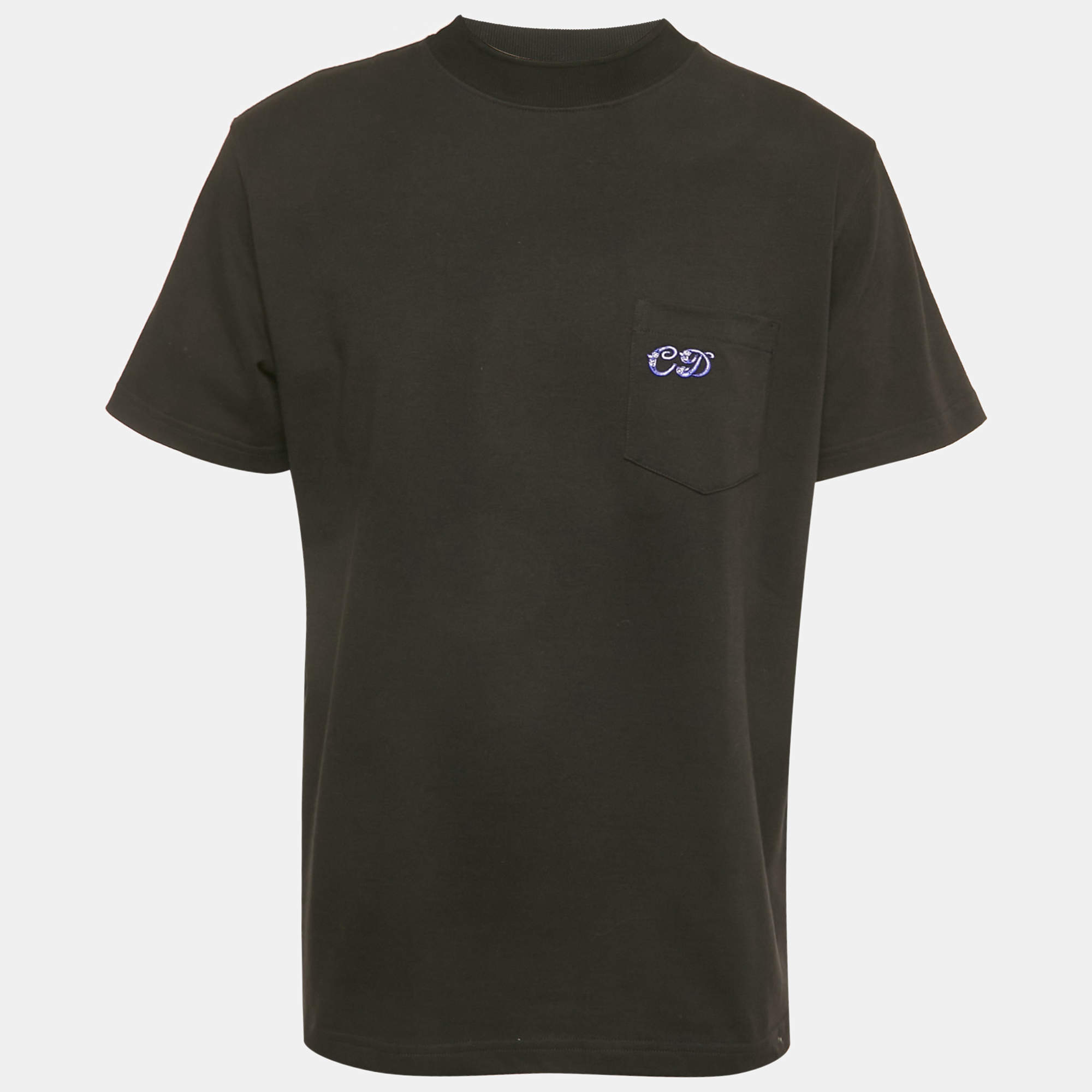 Pre Owned Dior Homme Black CD Embroidered Jersey T-Shirt L