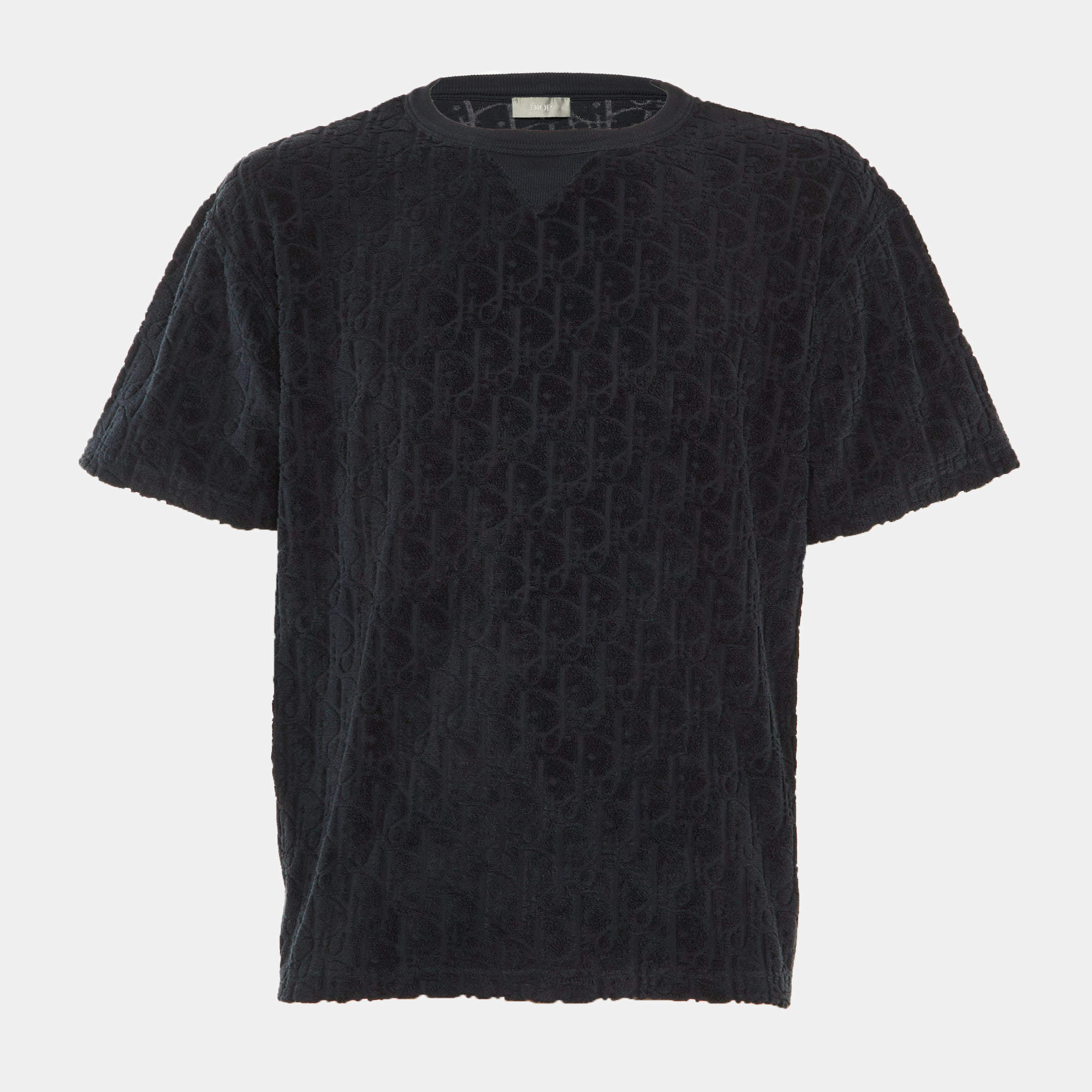 Pre Owned Dior Homme Black Terry Oblique T-Shirt XL