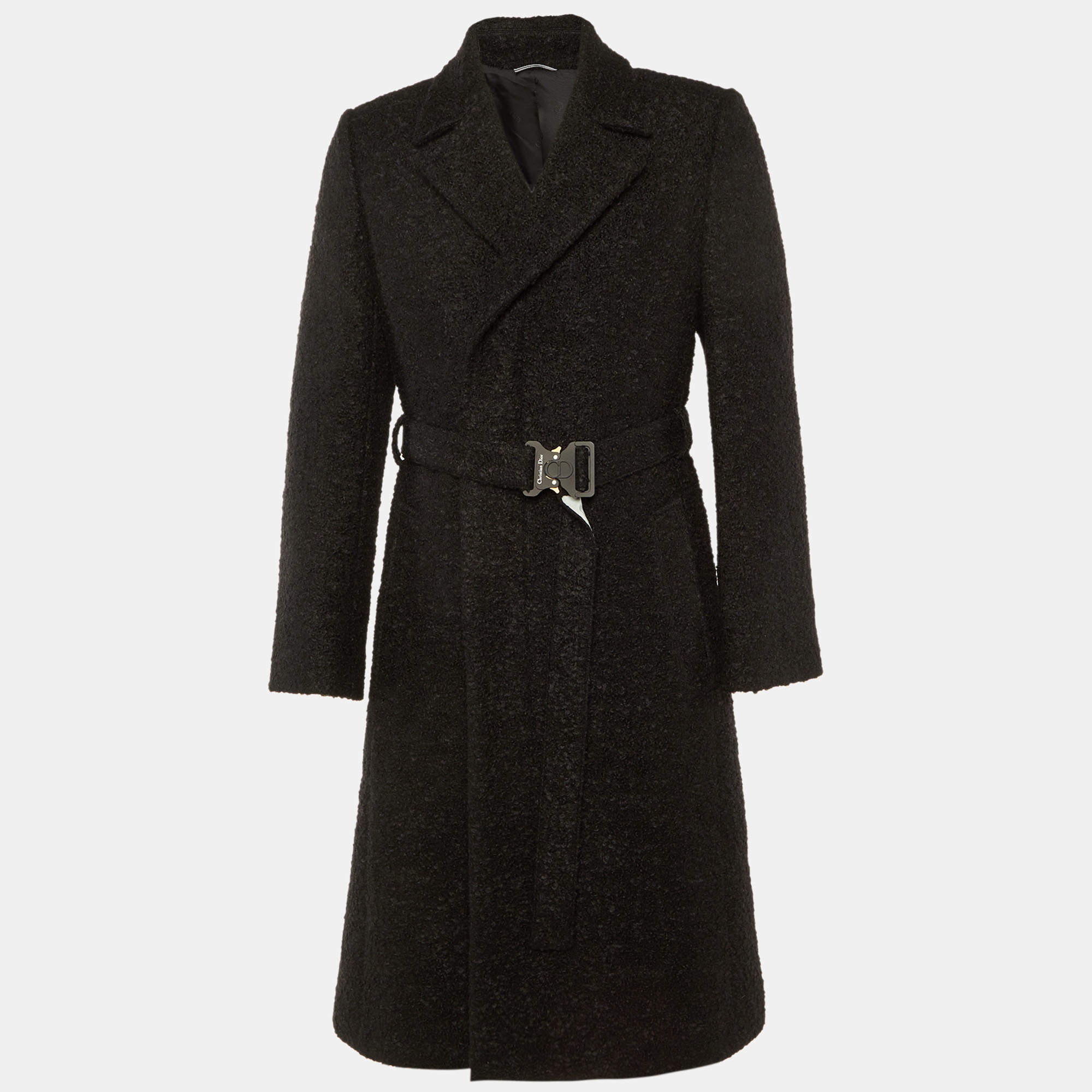 Pre Owned Dior Homme Black Wool & Mohair Double Breasted Coat S