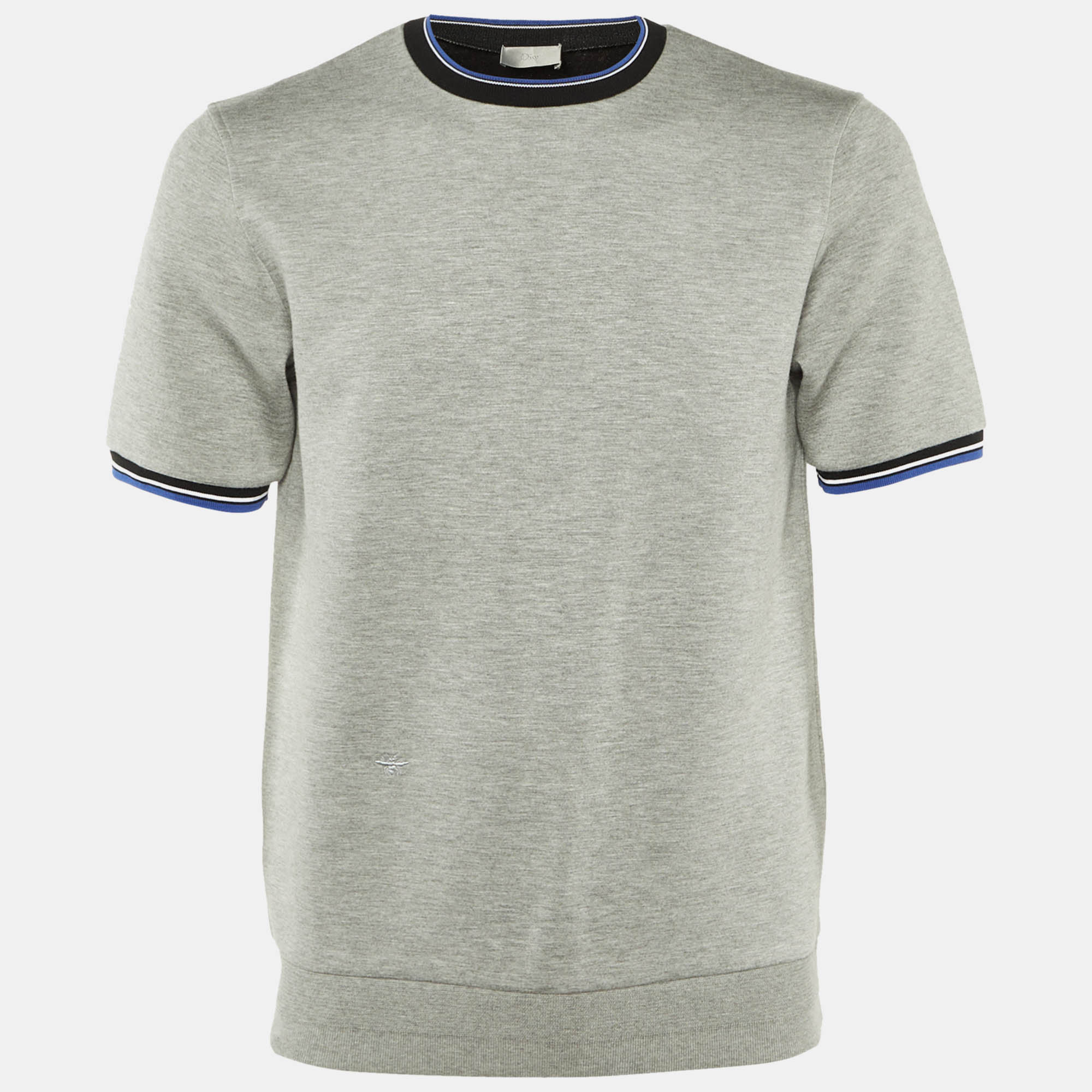 Pre Owned Dior Homme Grey Jersey Contrast Detail Crew Neck T-Shirt M