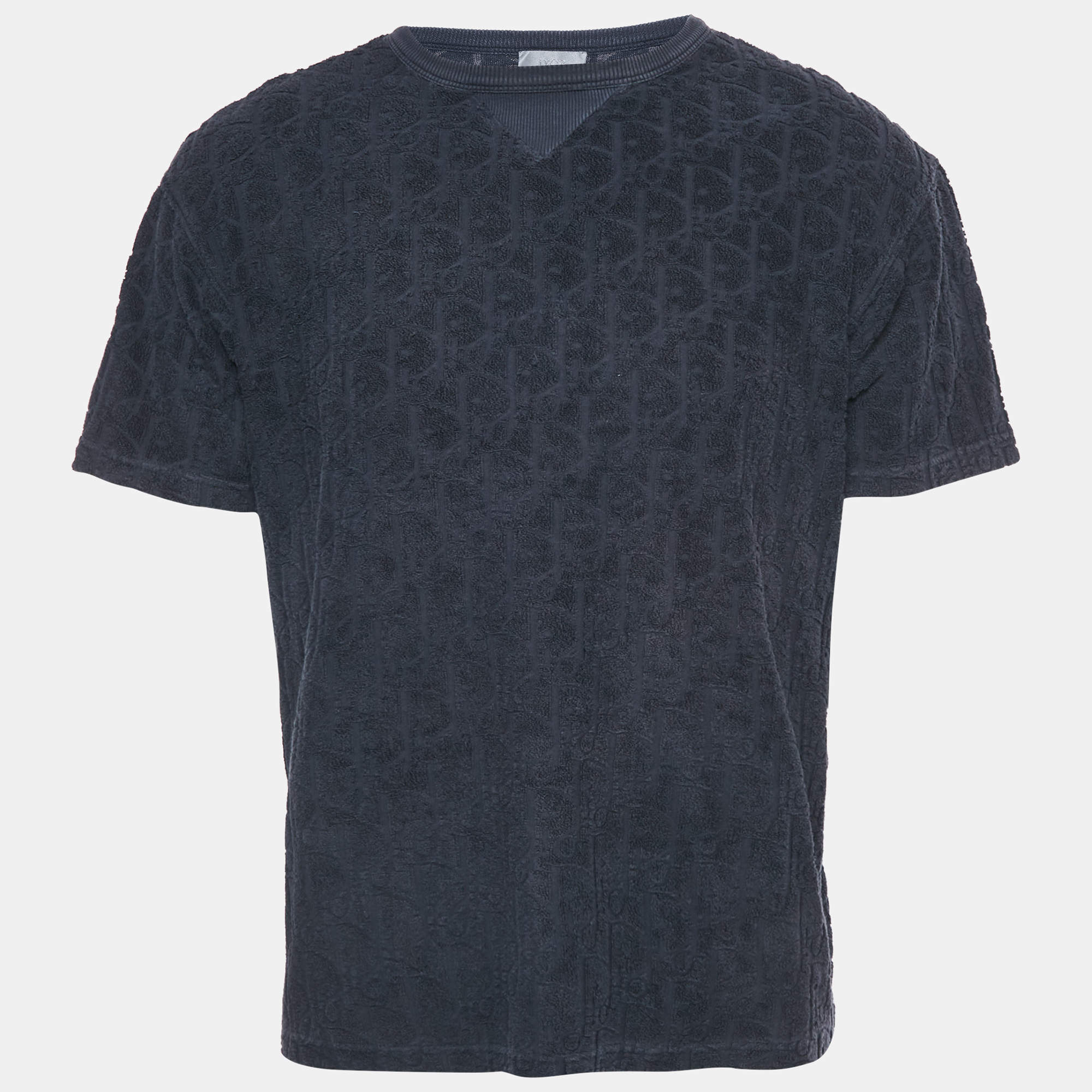Pre Owned Dior Homme Blue Oblique Terry Cotton T-Shirt S