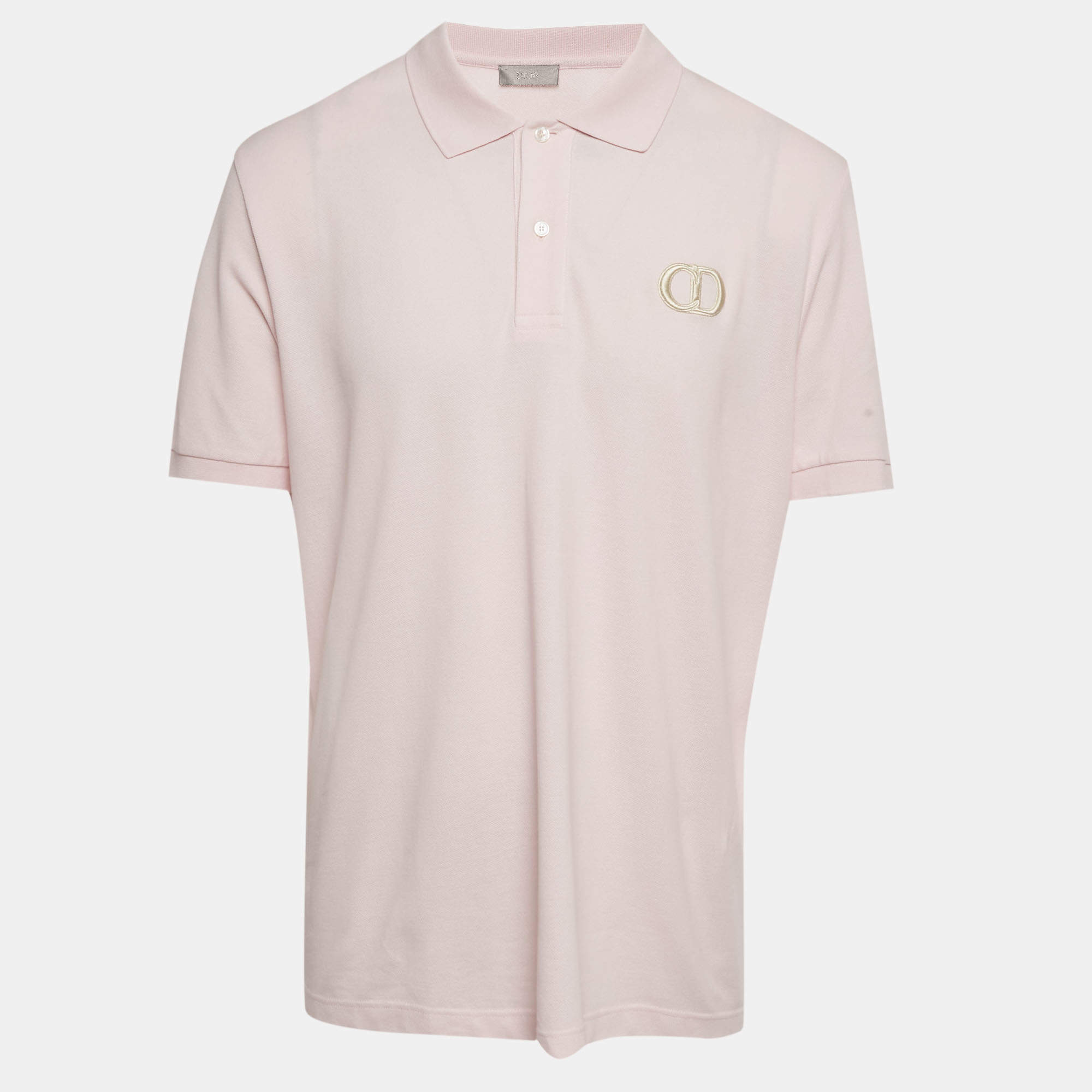 Pre Owned Dior Homme Pink CD Embroidered Pique Polo T-Shirt 3XL