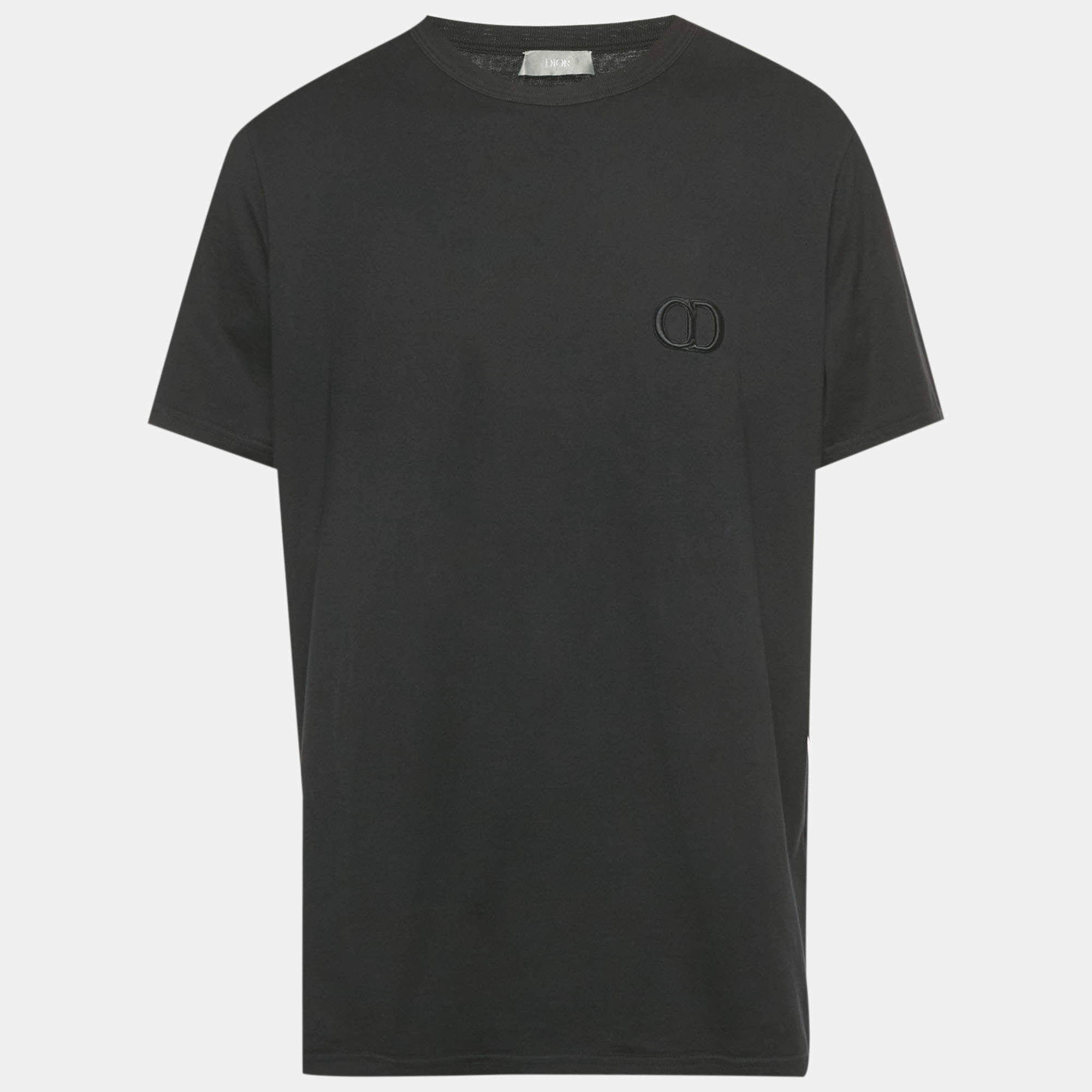 Pre Owned Dior Homme Black CD Icon Embroidered Cotton T-Shirt XXL