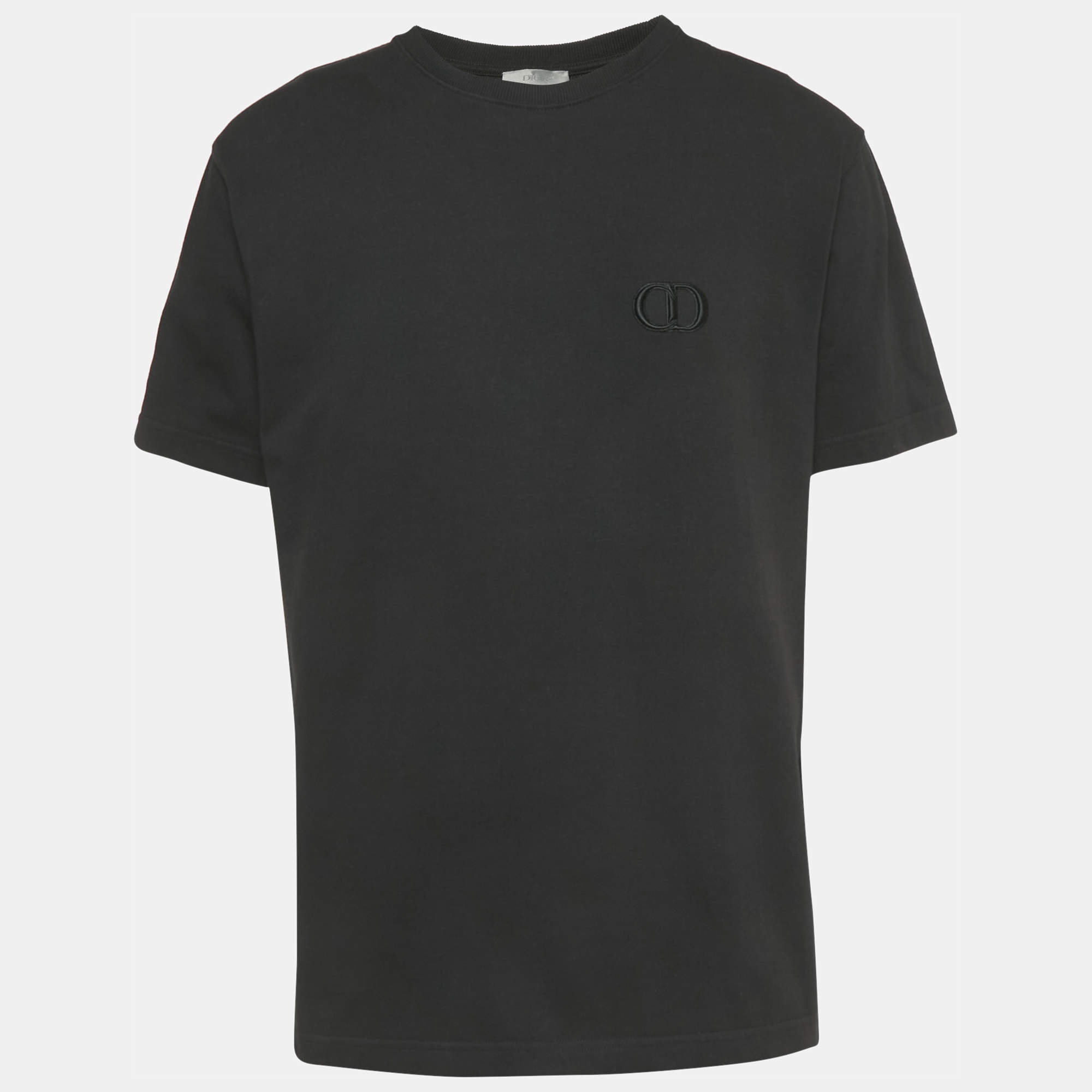 Pre Owned Dior Homme Black CD Embroidered Jersey T-Shirt L