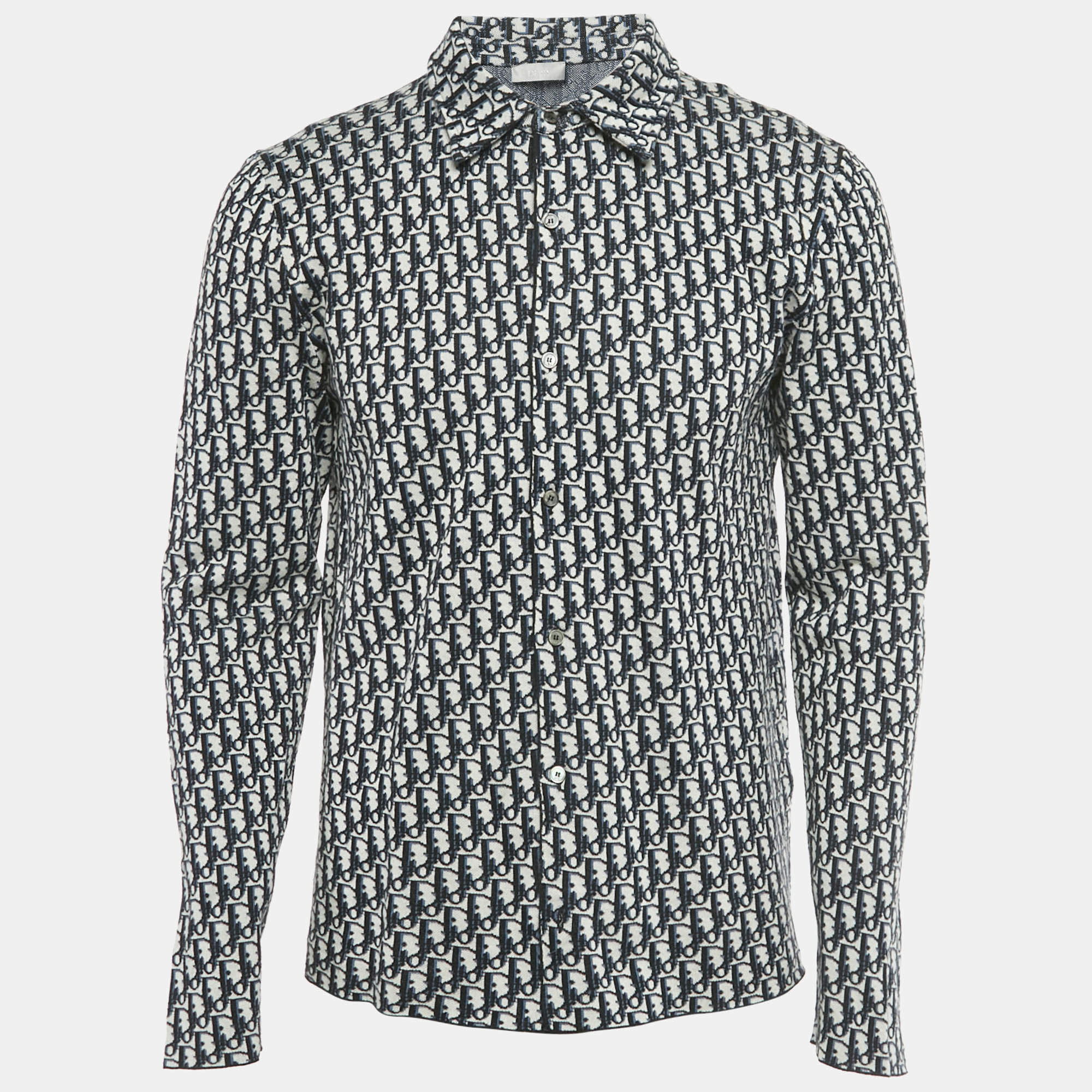 مملوكة مسبقًا Dior Homme Blue Oblique Cotton Knit Shirt M