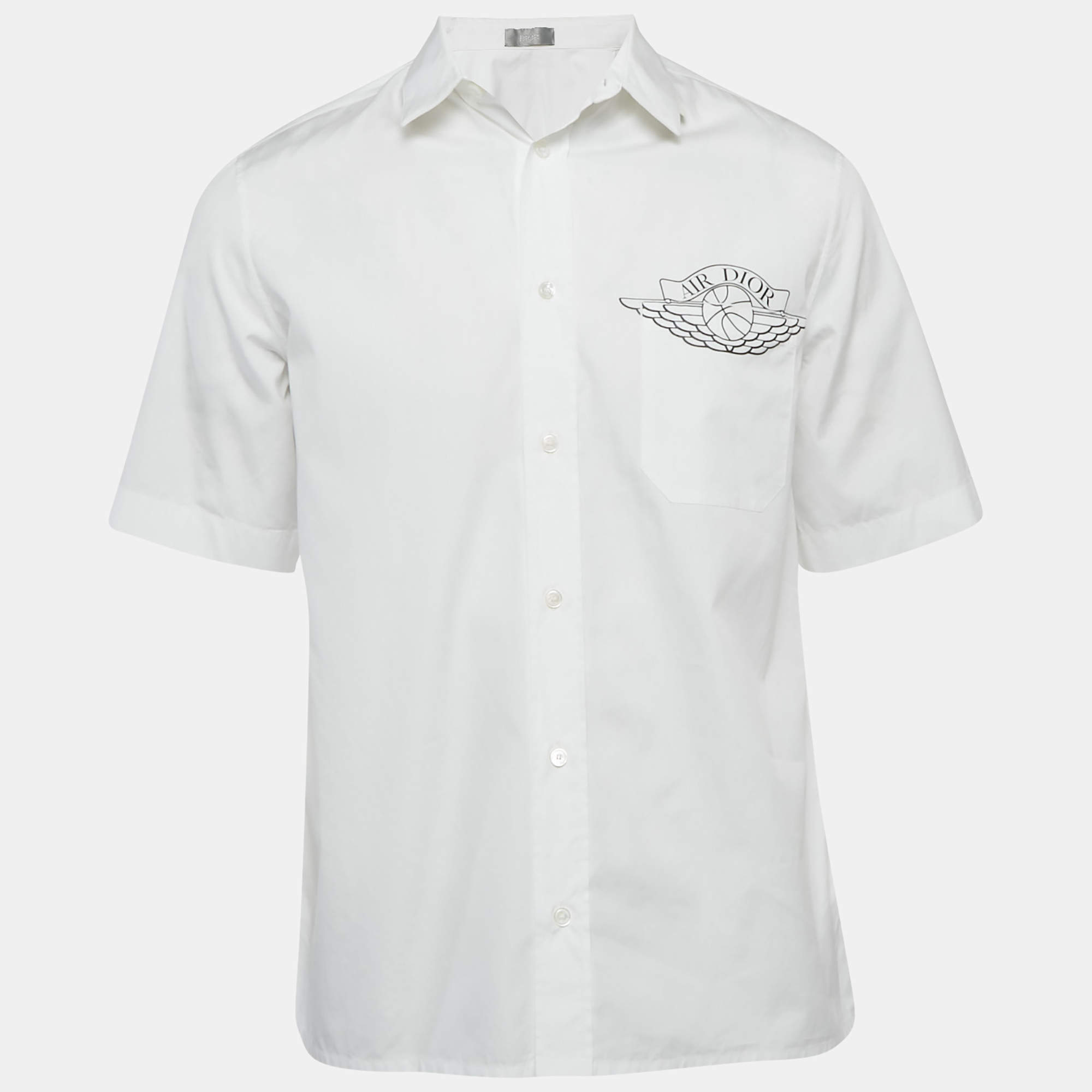 مملوكة مسبقًا Dior Homme x Jordan White Air Dior Print Cotton Shirt M